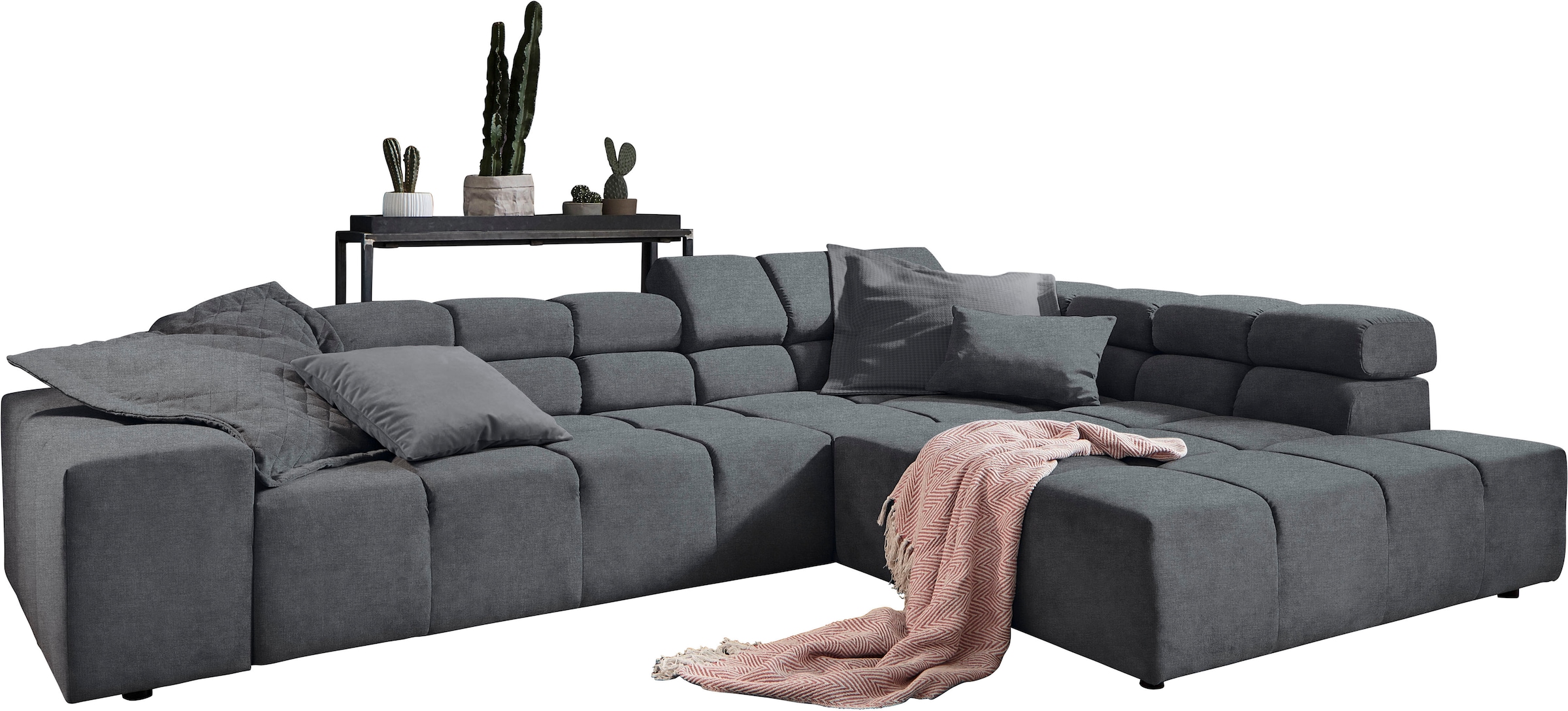 INOSIGN Ecksofa »Ancona incl. Kopfteilverstellung, Breite 319cm, L-Form«, wahlweise motorische Sitztiefenverstellung, auch in Cord + Easy Care