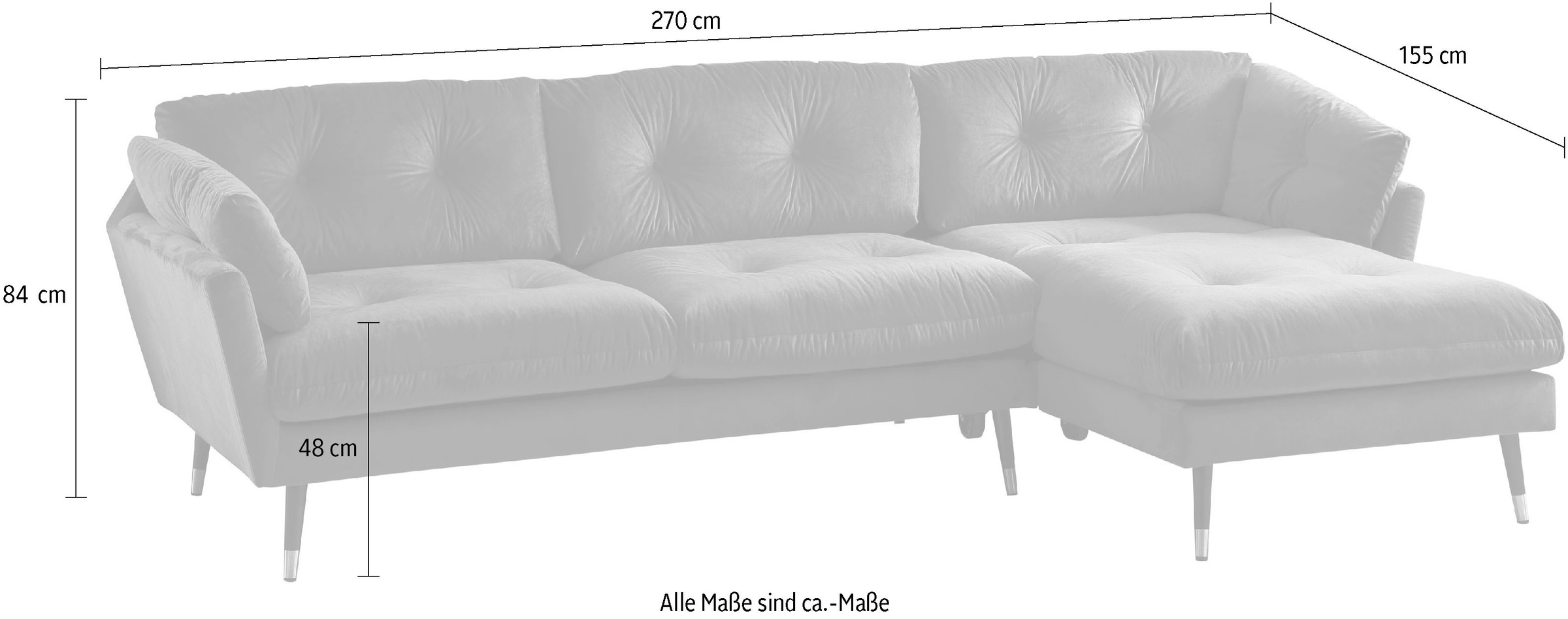 Trends by HG Ecksofa »Japan L-Form«, mit Fuß in Holz-Metallkombination, Recamiere rechts oder links