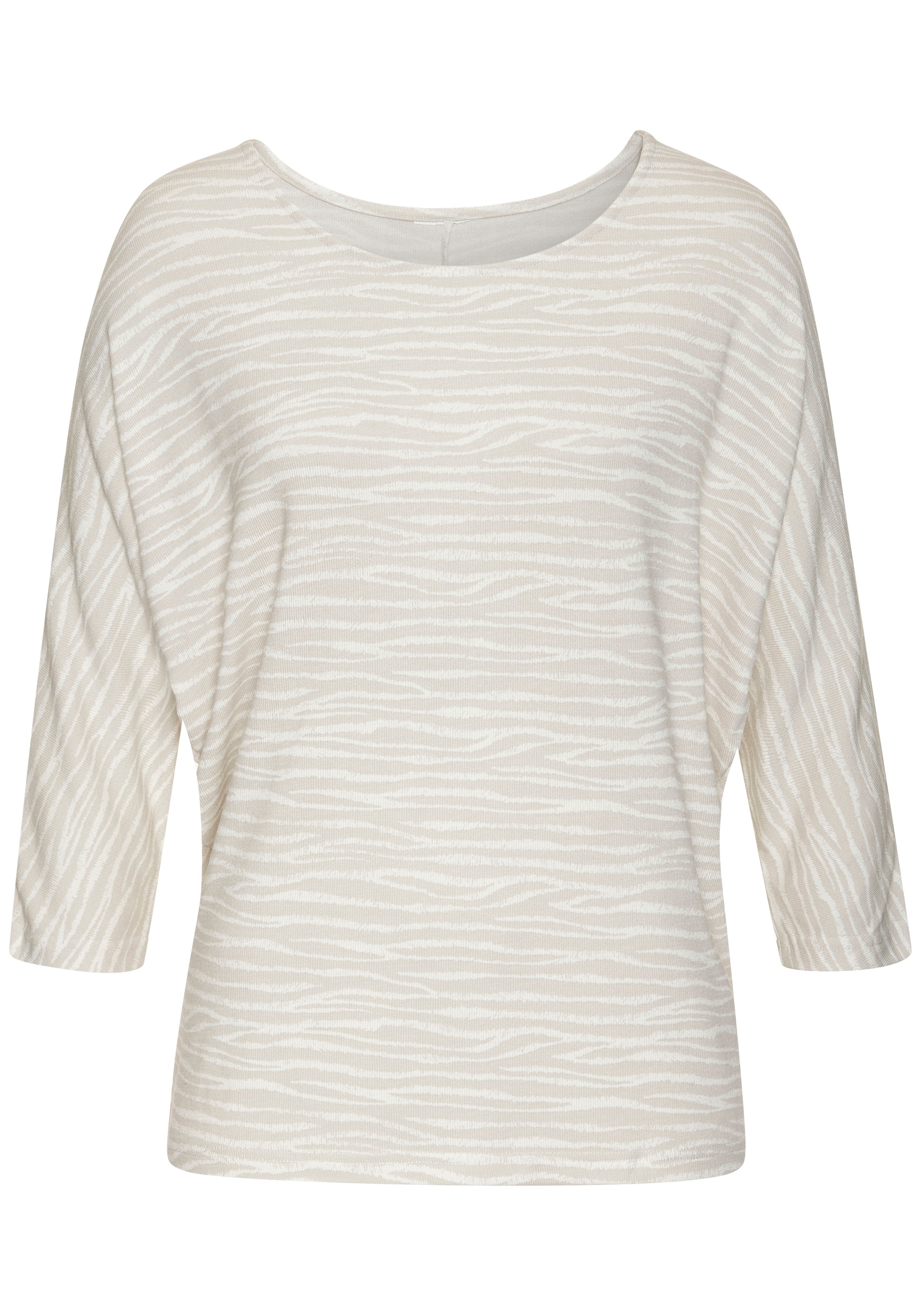 LASCANA 3/4-Arm-Shirt »mit modischem Zebra-Muster« aus weichem Viskose-Strick
