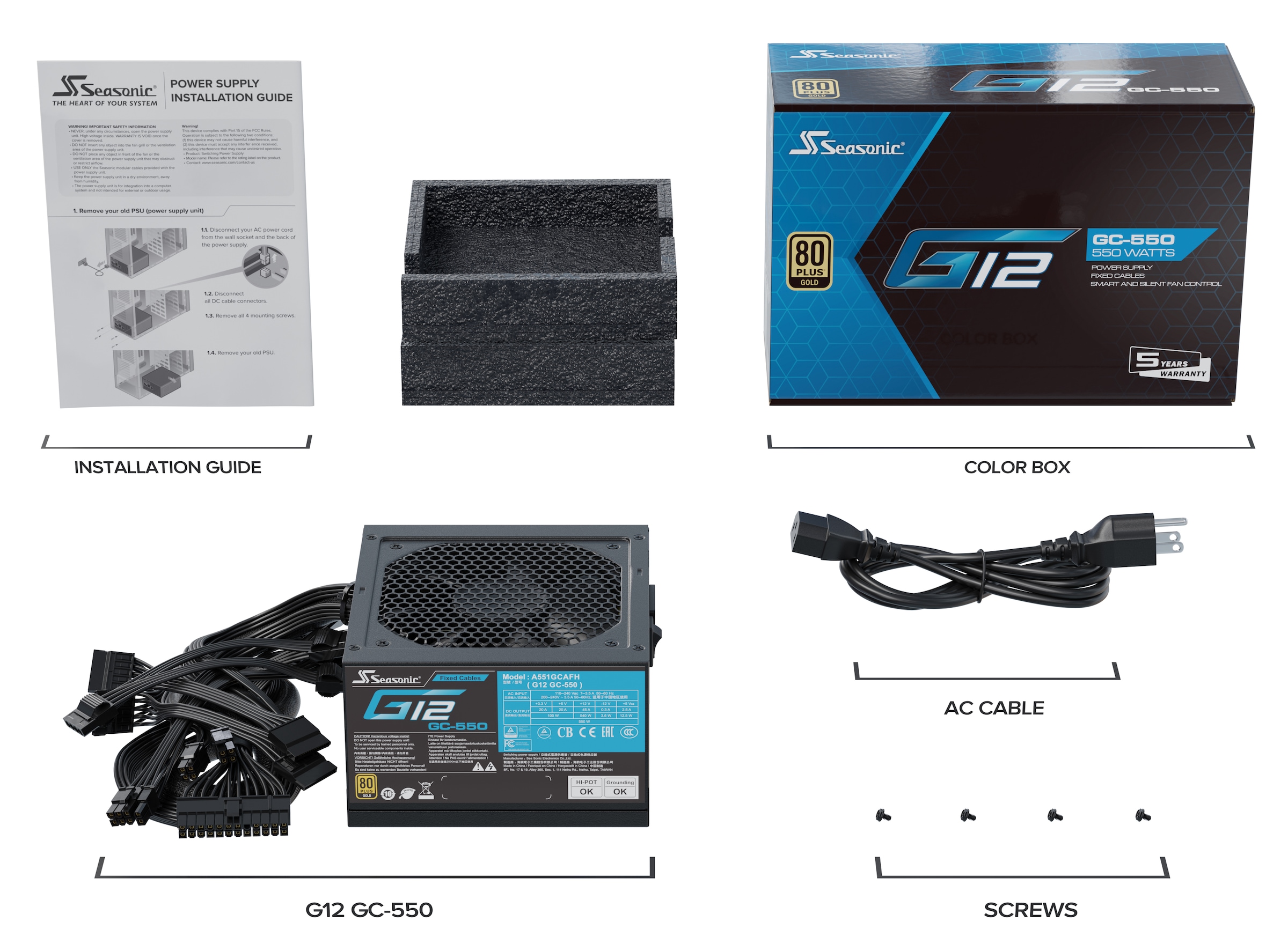 Seasonic PC-Netzteil »G12 GC-550«, (1 St.), 80+ Gold