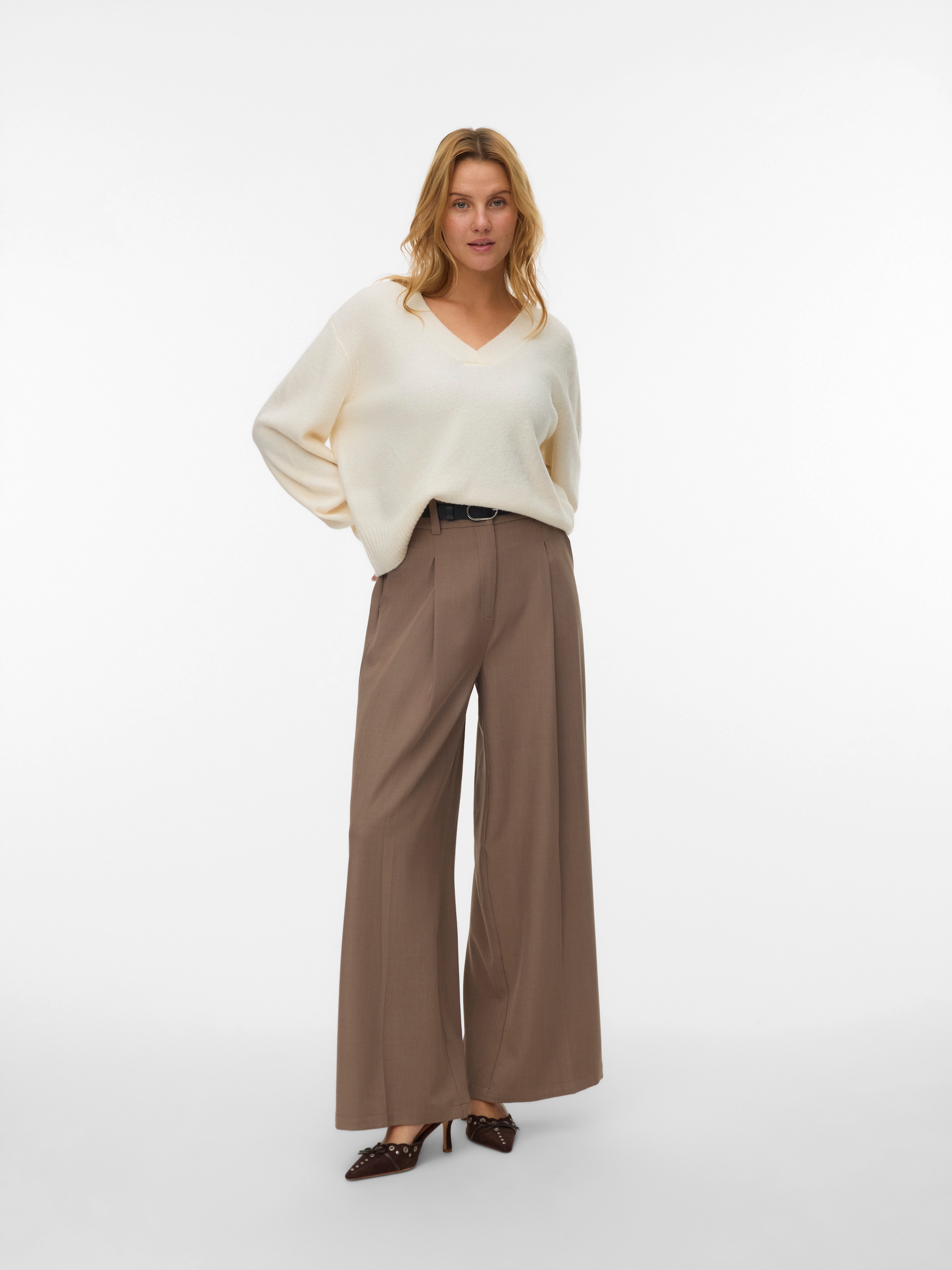 Vero Moda V-Ausschnitt-Pullover »VMBOOM LS V-NECK PULLOVER NOOS« Materialmix, mit Wolle und Stretch