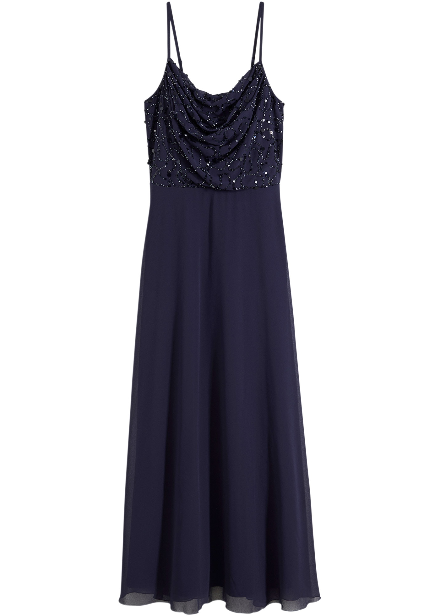 bonprix Trägerkleid »Trägerkleid mit Paillettenstickerei« für festliche Anlässe, mit Tüllrock, ausgestellte Passform