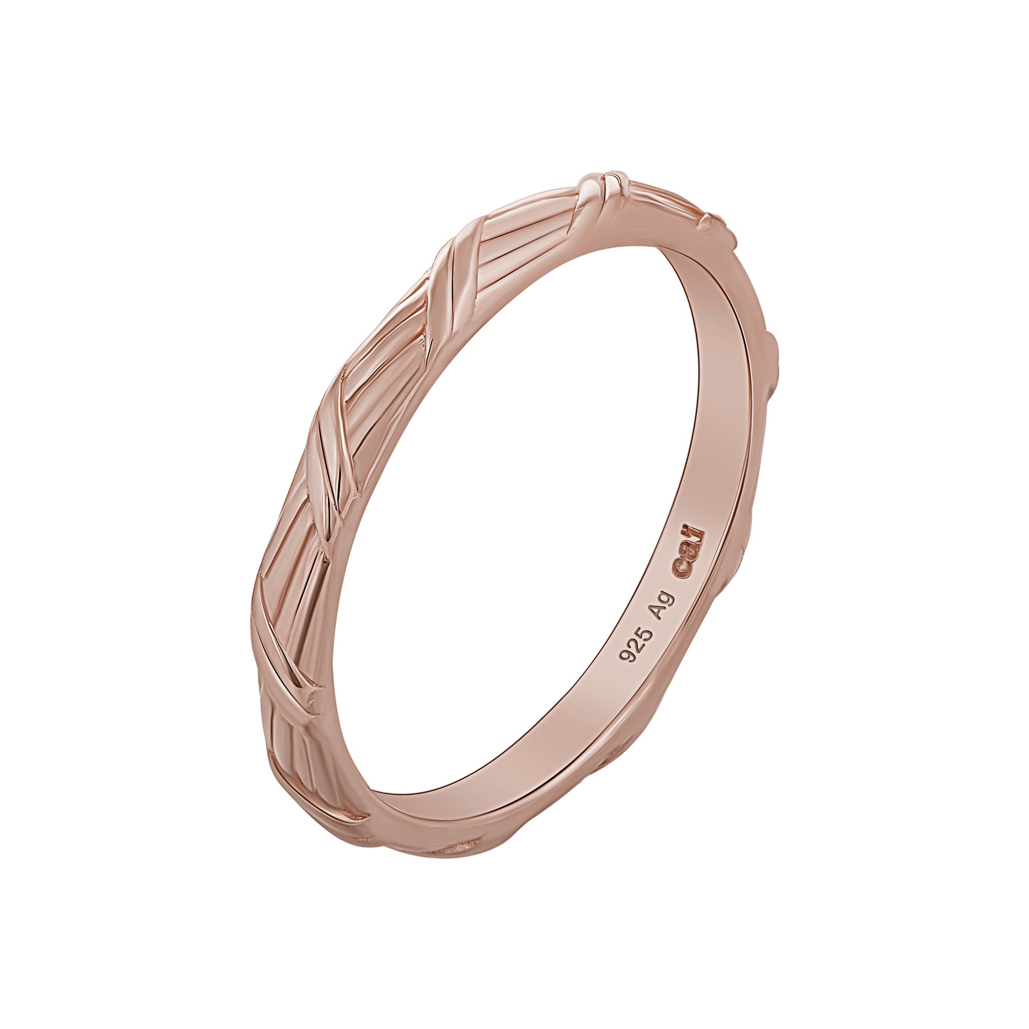 CAÏ Silberring »925 Silber rosévergoldet Flechtoptik Stacking«, Glänzend