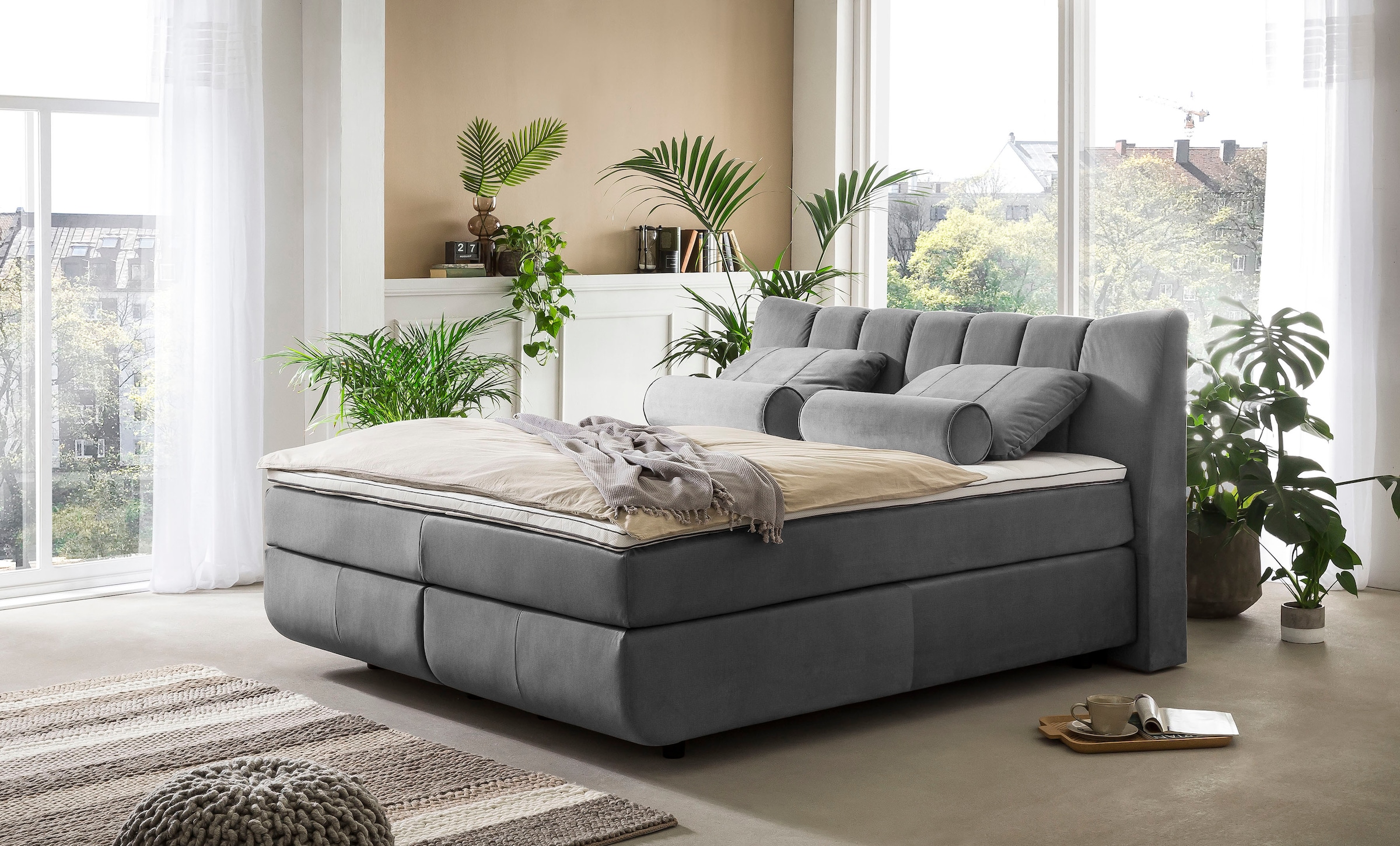 Home affaire Boxspringbett »Océane« Bodenfrei- wirkt freischwebend, verschiedene Härtegrade (auch H4)