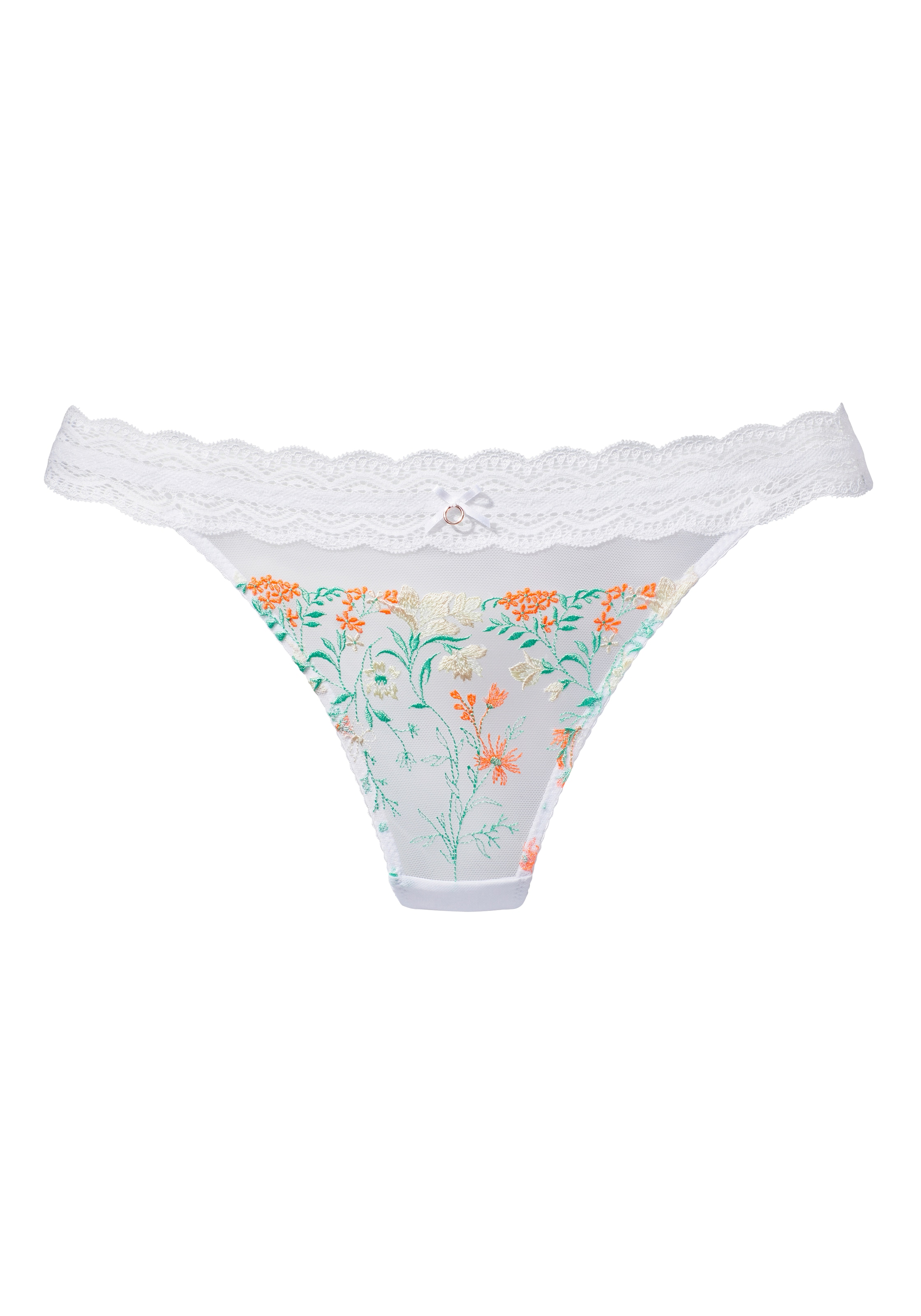 LASCANA String, mit zarter Blumenstickerei und elastischem Spitzenband