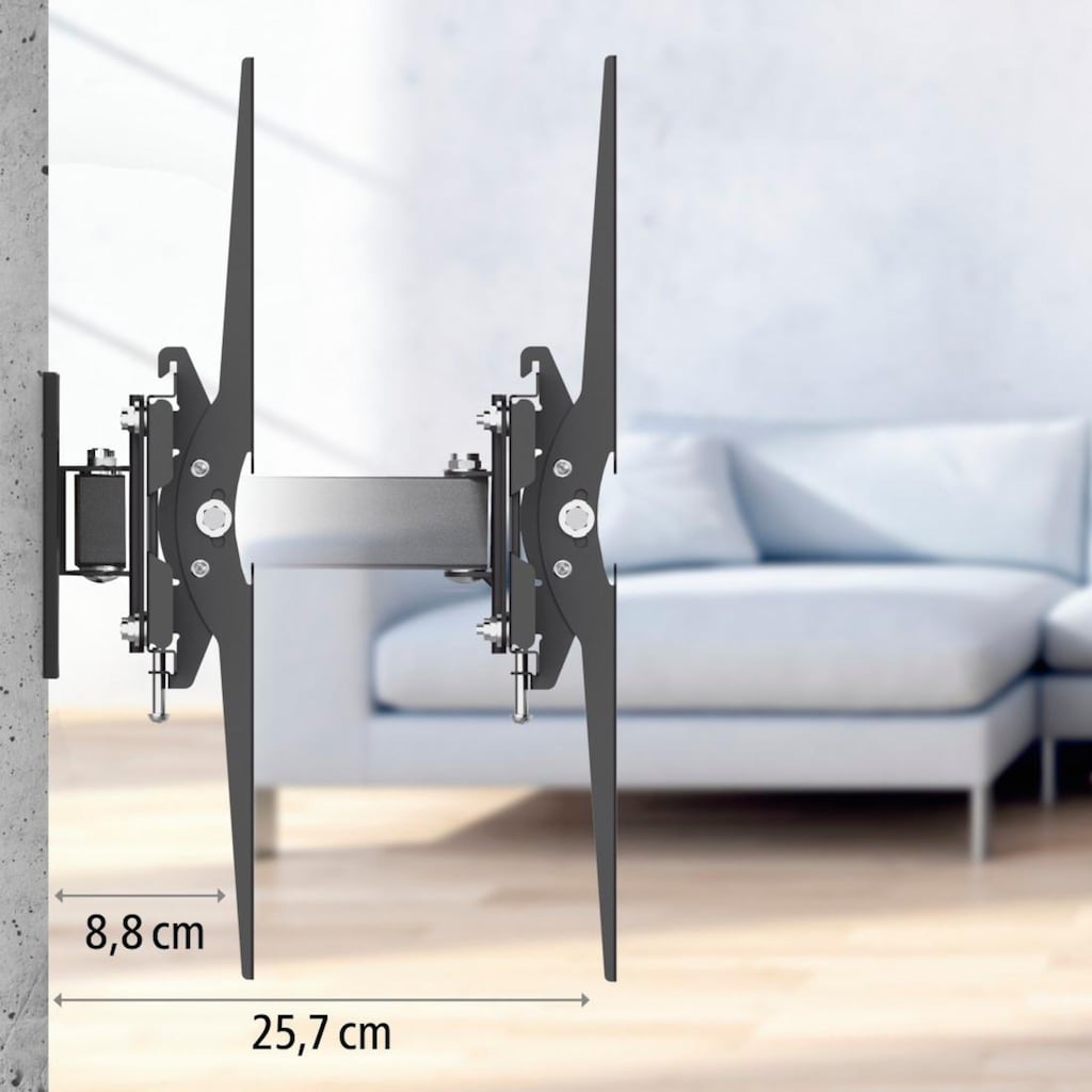 Hama TV-Wandhalterung »TV Wandhalter bis 165cm 65 Zoll vollbeweglich VESA bis 400x400 1 Arm«, bis 165 cm Zoll