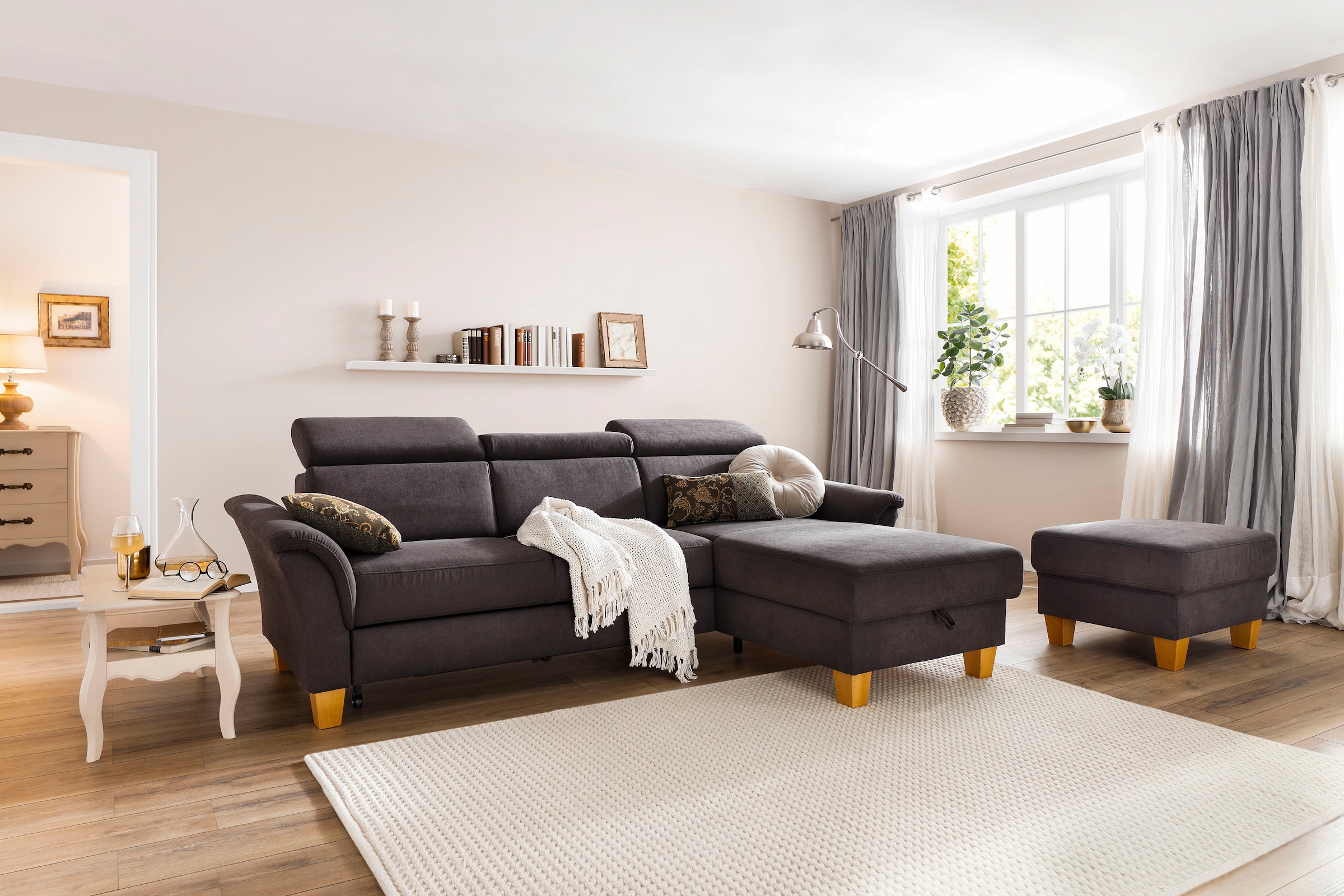 Home affaire Ecksofa »Conville L-Form« Federkern, wahlweise mit Bettfunktion und Bettkasten bzw. Stauraum