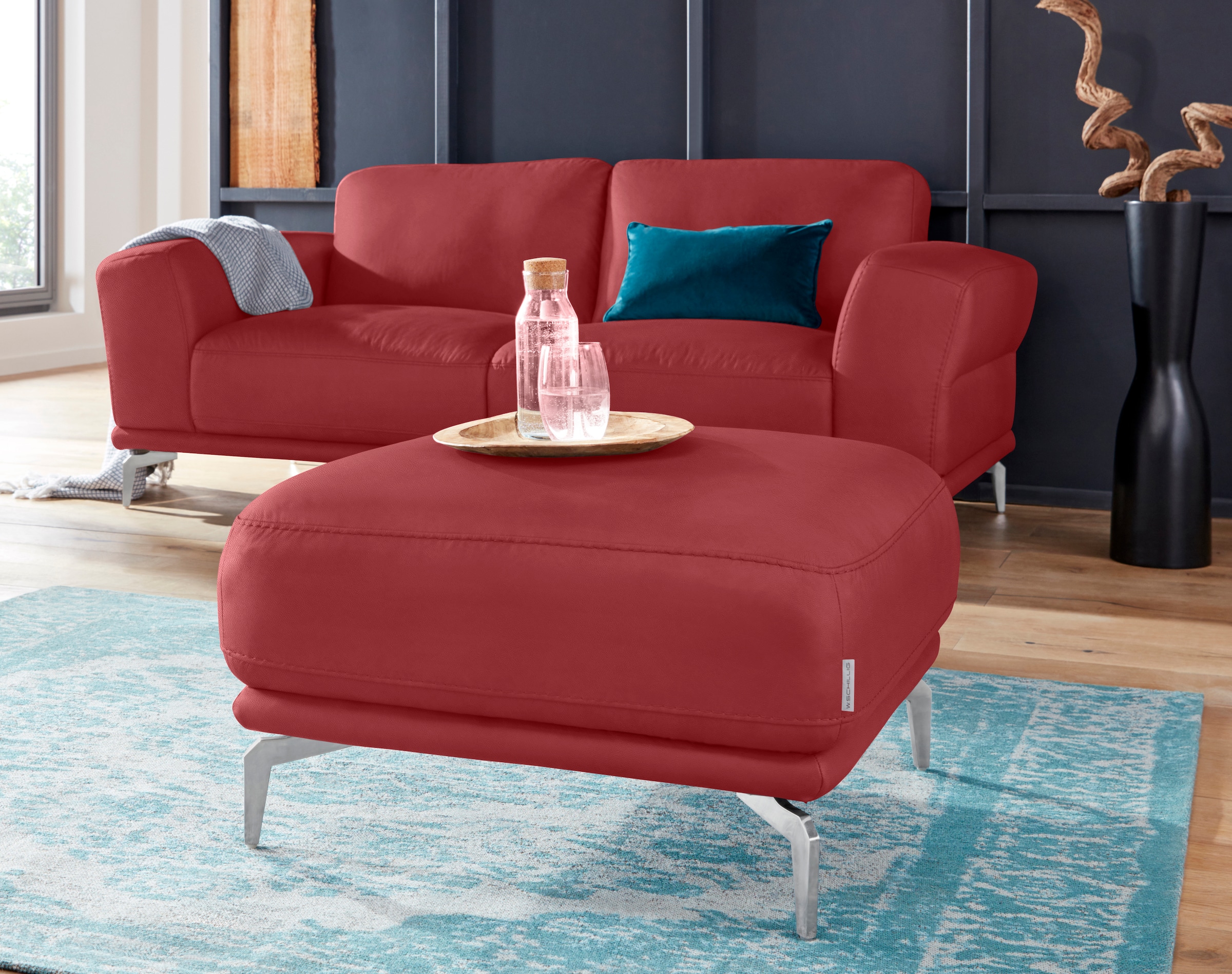 W.SCHILLIG Hocker »montanaa« mit Metallfüßen in Chrom glänzend, Breite 71 cm