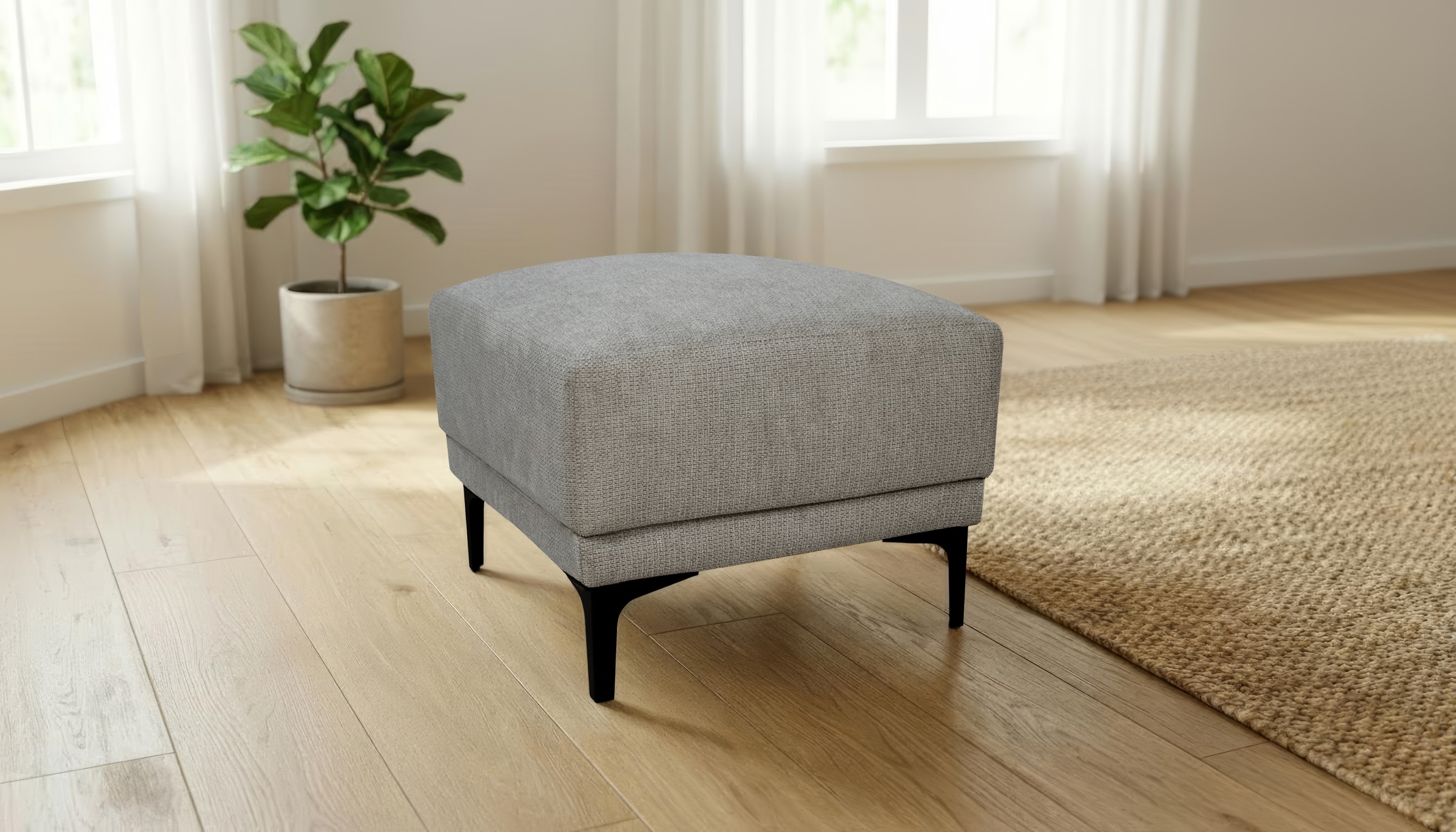 OTTO home Polsterhocker »Xander« 1 Stk. tlg. Breite 58 cm, Soft-Touch Chenille, schwarze Metallfüße