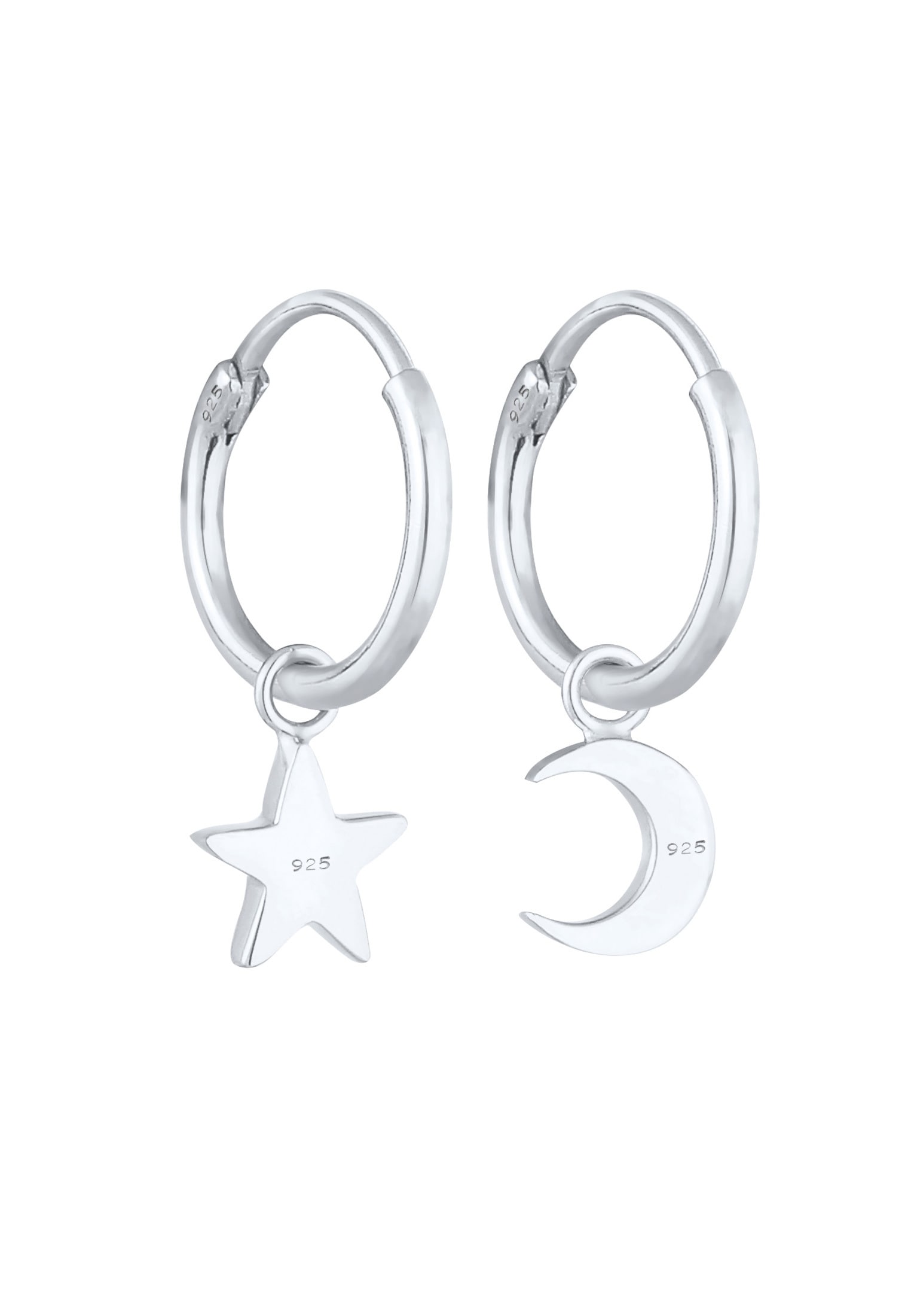 Elli Paar Creolen »Ohrringe Creolen Sterne Mond Trend 925 Silber«