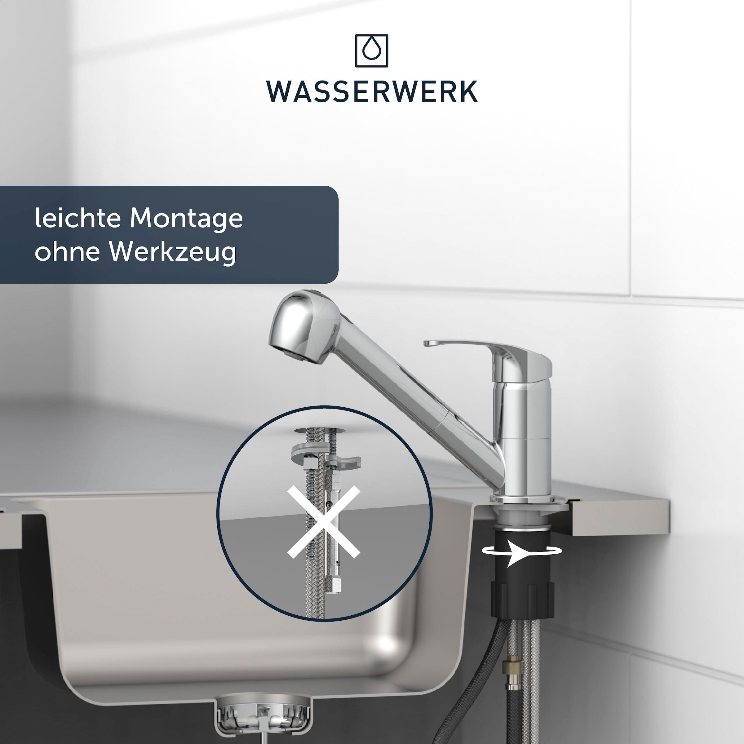 WASSERWERK Spültischarmatur »WK 7, Wasserhahn, Küche, Einhebelmischer«, 90° schwenkbar, 2-fach verstellb., herausziehbar