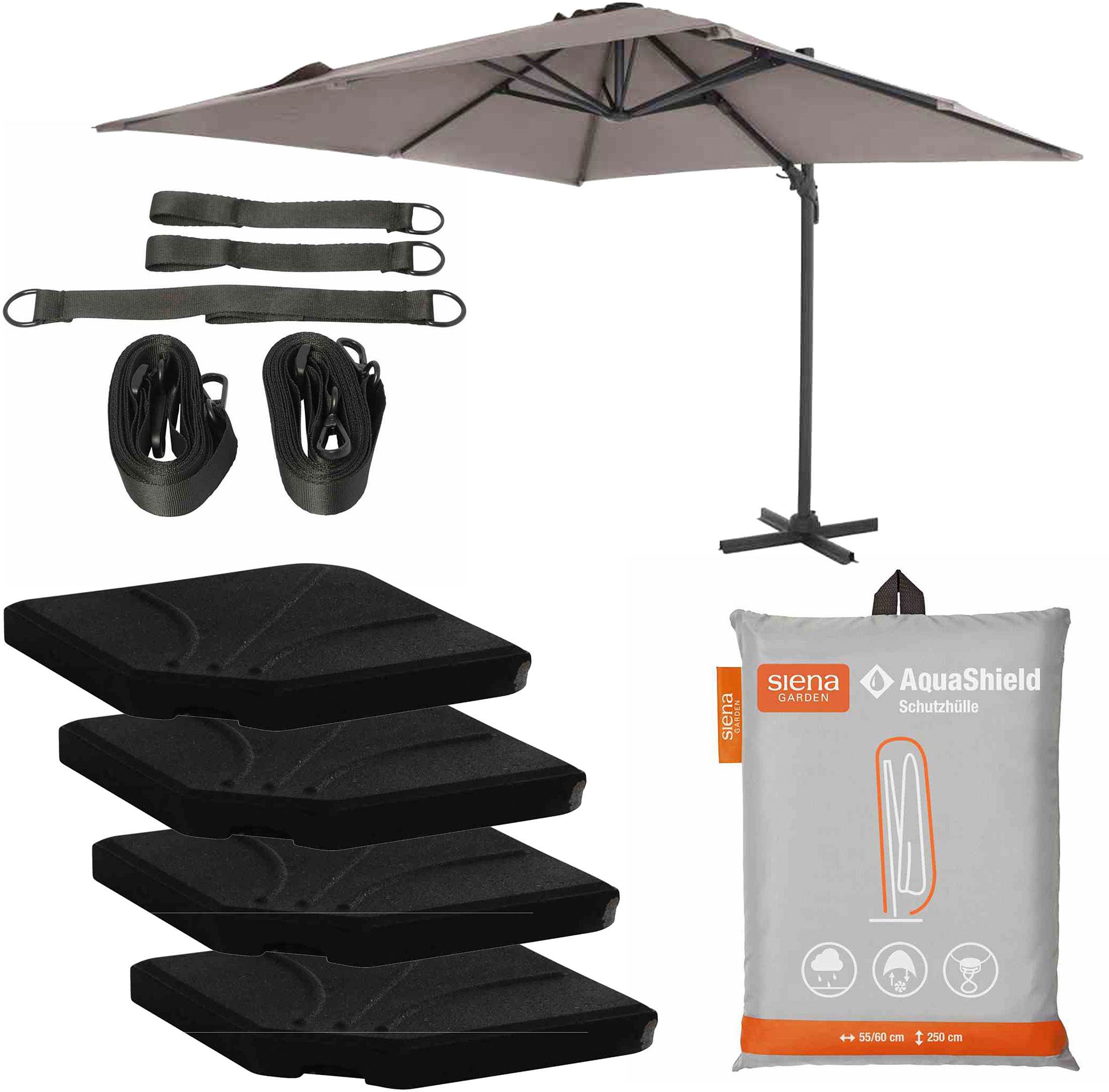 Siena Garden Ampelschirm »California« inkl. Platten in grau, Größe 0