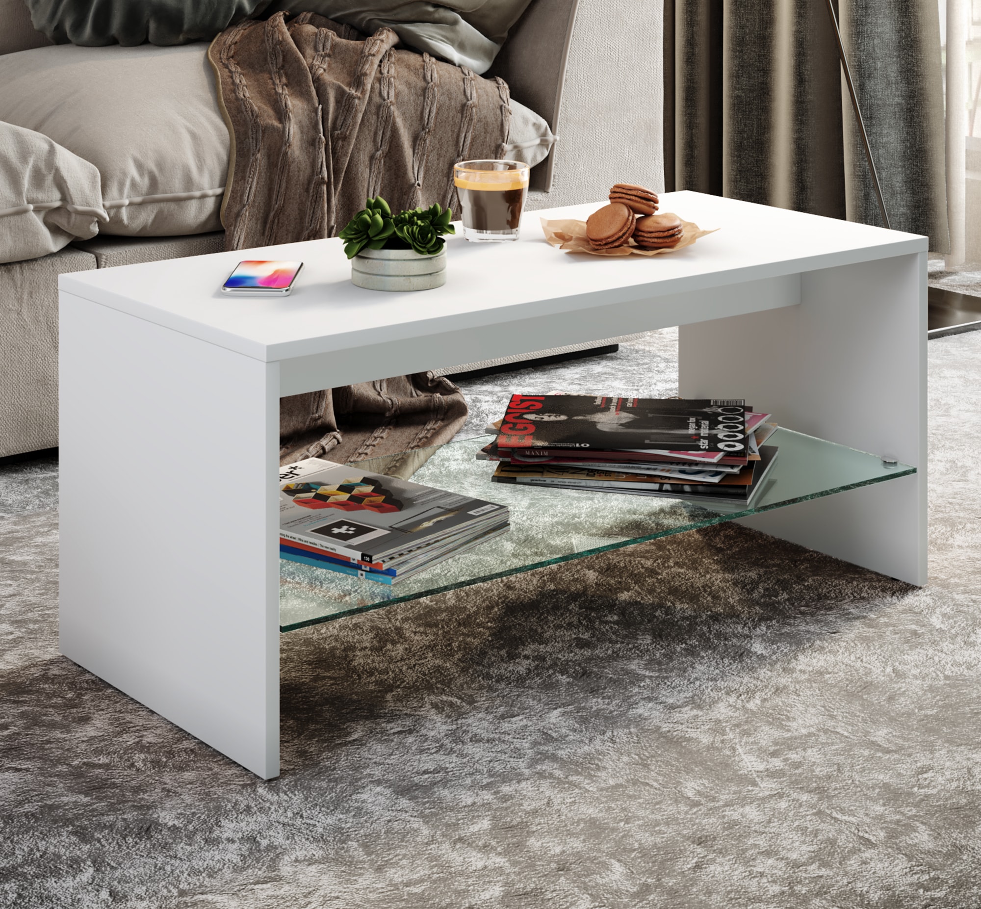 VCM Beistelltisch »Holz Sofatisch Couchtisch Glas Wisal«