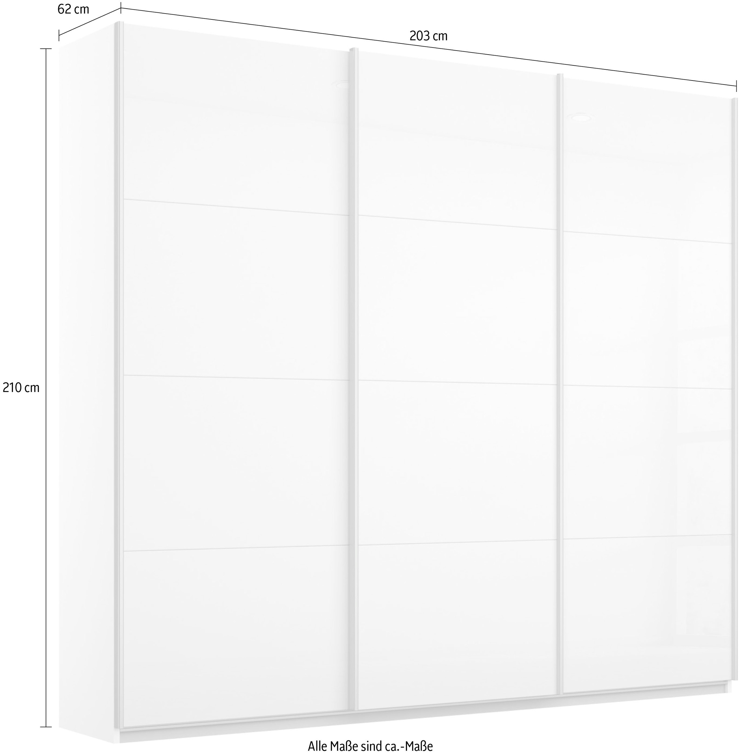 rauch Schwebetürenschrank »Kleiderschrank Schrank Garderobe KOLUNA mit Hochglanz-Front« Breiten 203/271/315/360 cm Höhen 210/229 cm,  Hochglanzfront, inkl. 2 Innenschubladen sowie extra Böden
