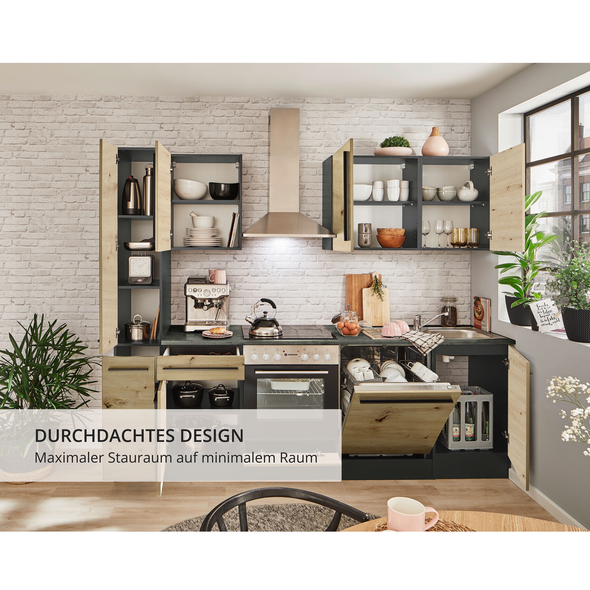 BASIC by Balculina Küchenzeile »Jazz«, Breite 250 cm, wahlweise mit E-Geräten