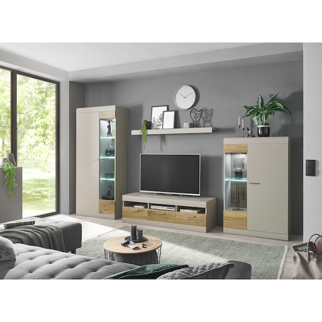 INOSIGN Wohnwand »SCARA«, (4 St.), trendige Farbe mit Applikation Zinneiche  Dekor, mit Softclose-Funktion bei OTTO | Wohnwände