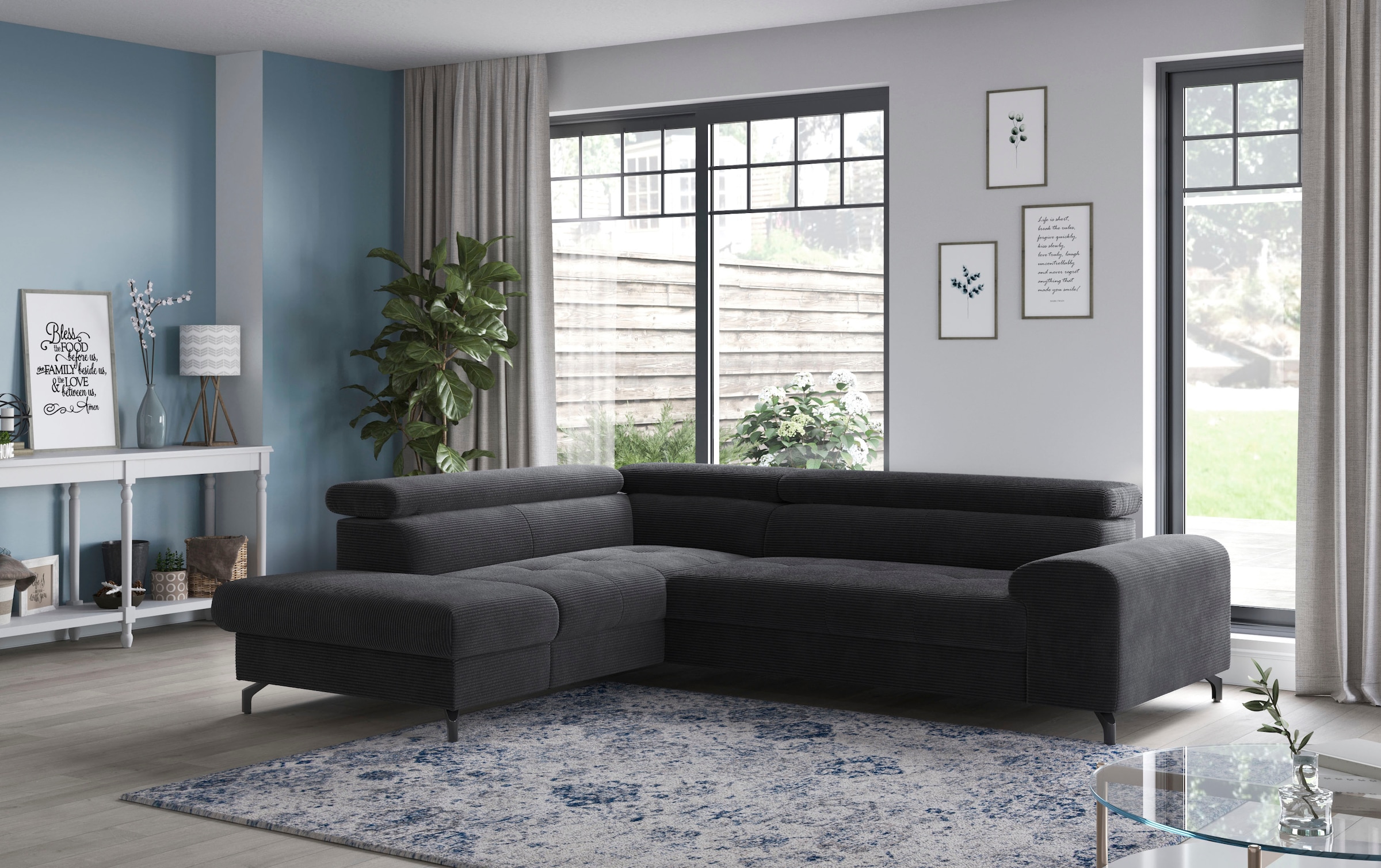 COTTA Ecksofa »Aura L-Form«, mit Schlaffunktion, Bettkasten und Kopfteilverstellung