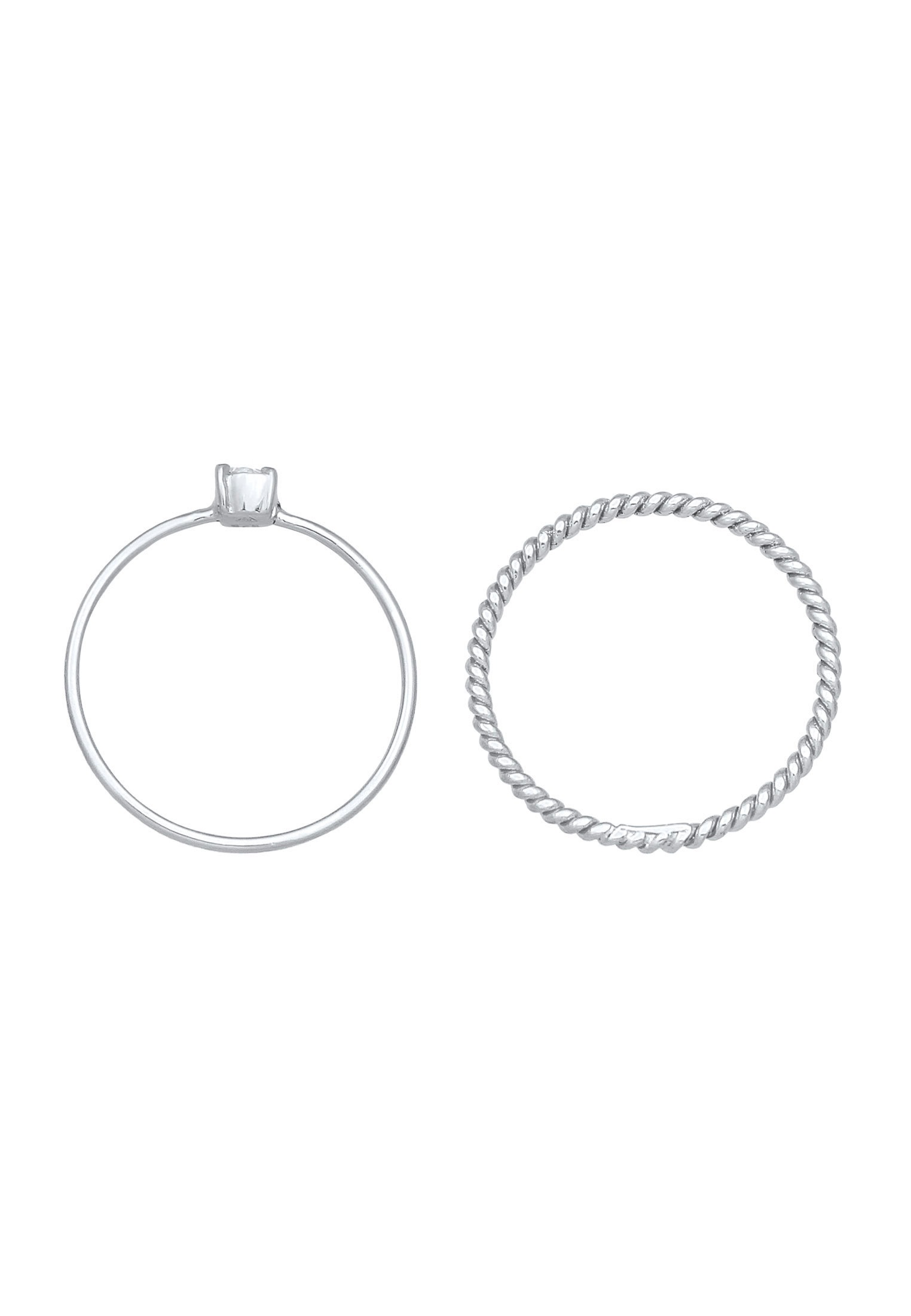 Elli Ring-Set »Ring Zirkonia Gedreht Twisted Set (2 tlg) 925 Silber«