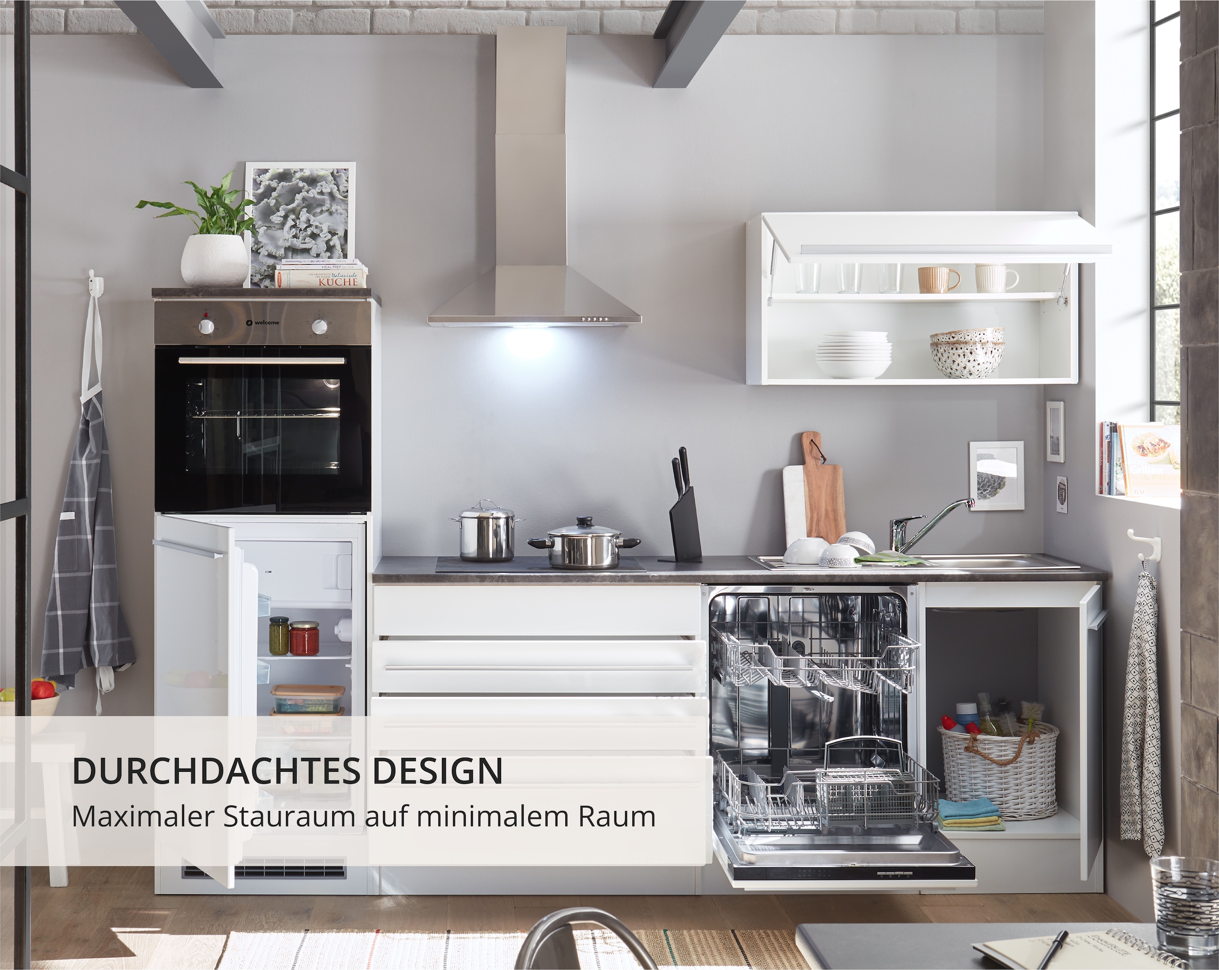 BASIC by Balculina Küchenzeile »Jazz«, Breite 260 cm, wahlweise mit E-Geräten
