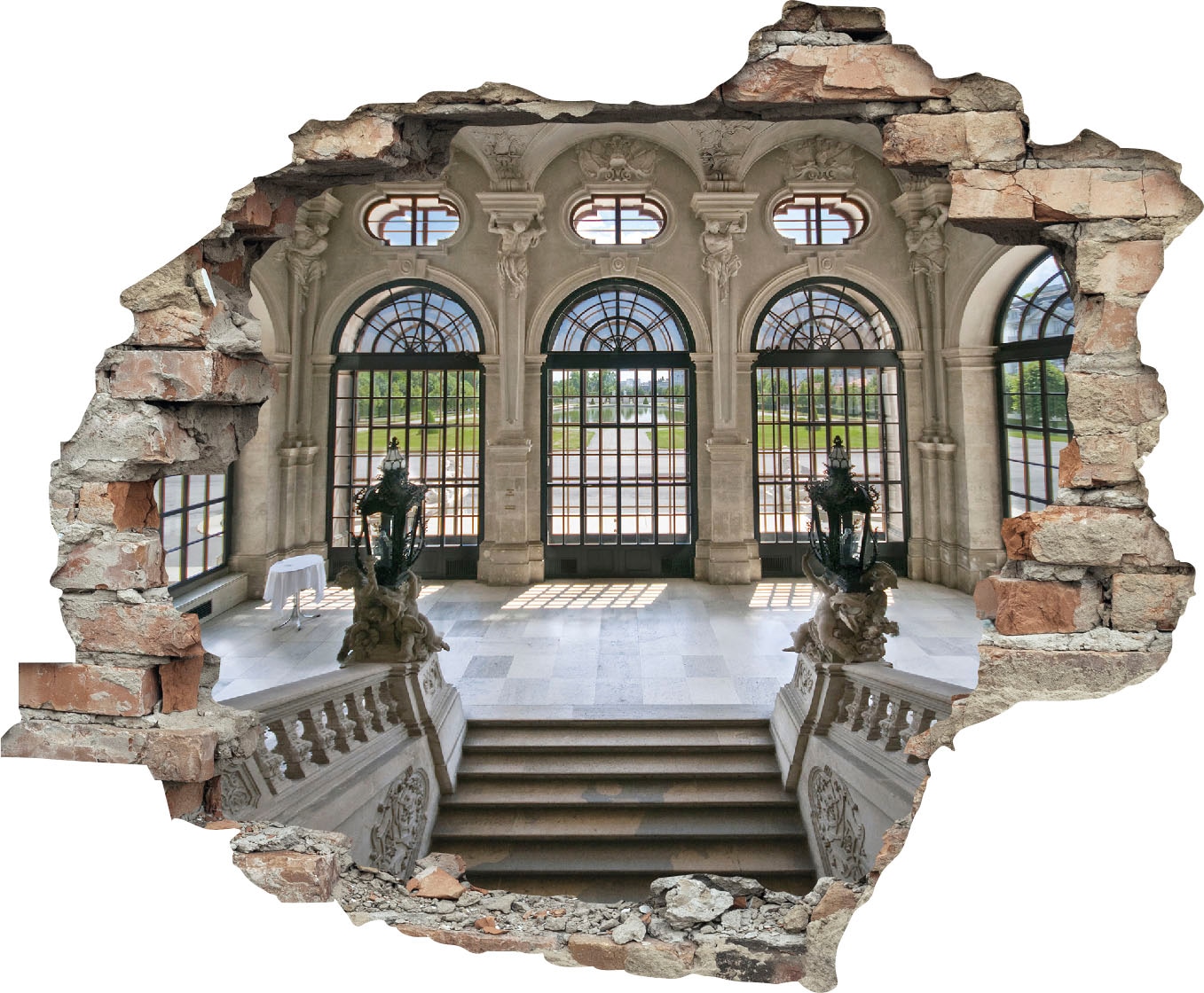 queence Wandtattoo »Treppe«, (1 St.), Wandsticker, Wandbild, selbstklebend, 3D, Wanddurchbruch