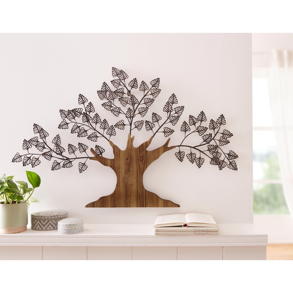 HOFMANN LIVING AND MORE Wanddekoobjekt »Baum«, Materialmix aus Metall und Holz