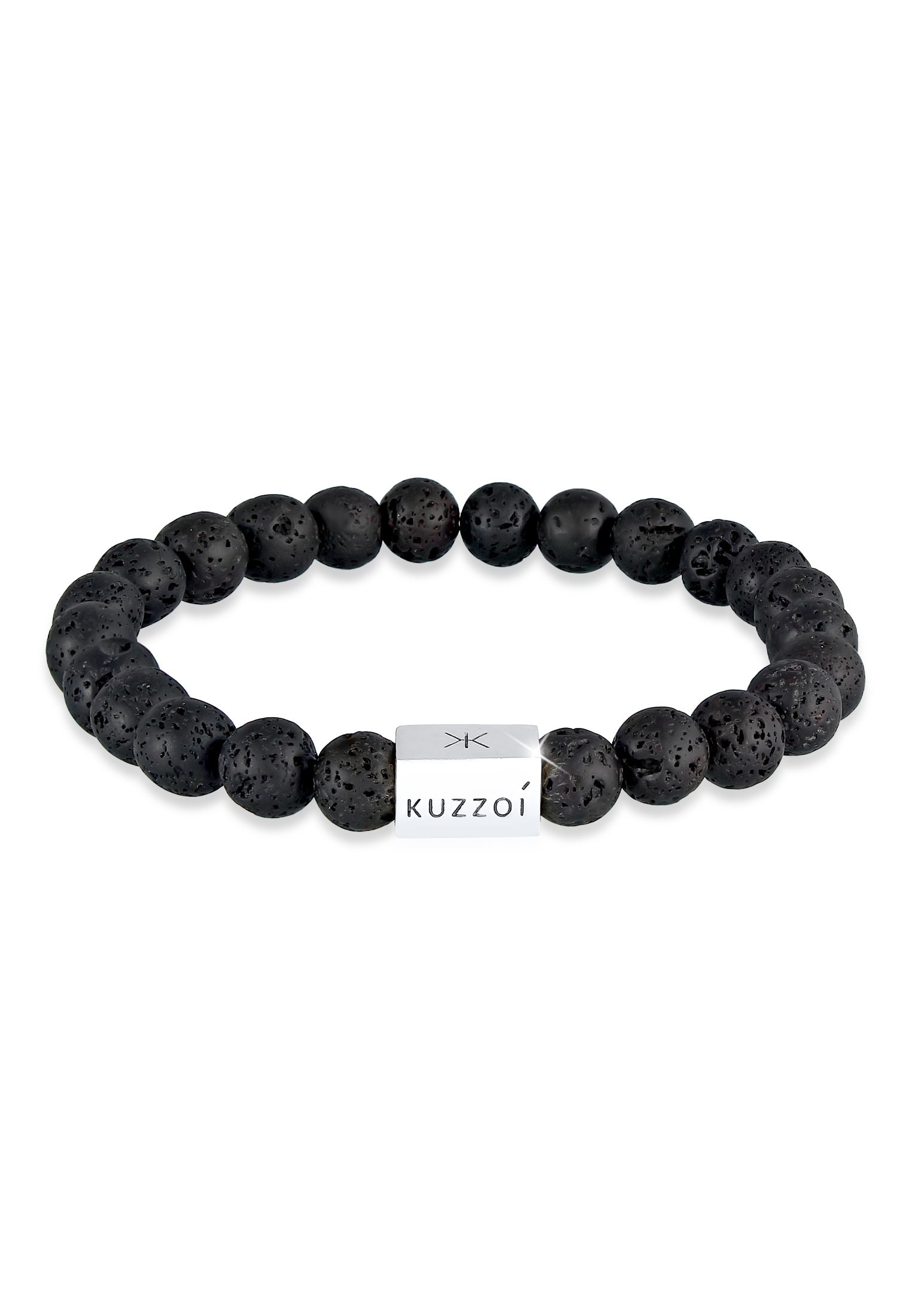 Kuzzoi Armkette »Armband Herren Lava Edelstein Bead Rechteck 925 Silber«