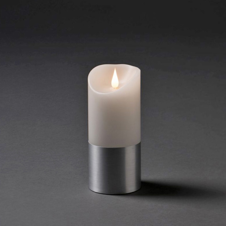 KONSTSMIDE LED-Kerze weiß, online bei OTTO silberfarbener kaufen »Weihnachtsdeko«, LED mit Banderole Echtwachskerze