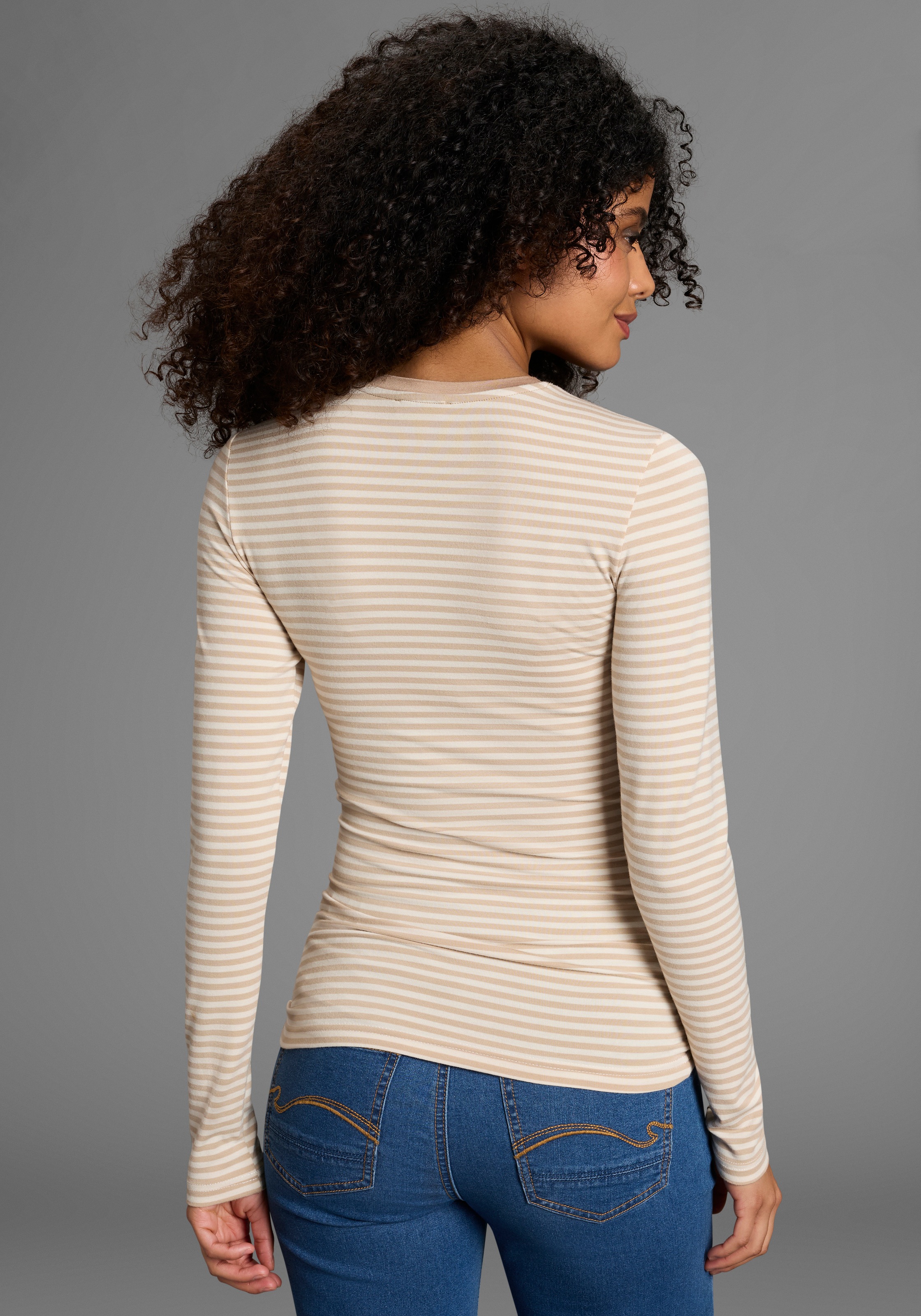 Flashlights Longsleeve hüftlange Schnittform, mit Rundhalsausschnitt, gestreifte Optik