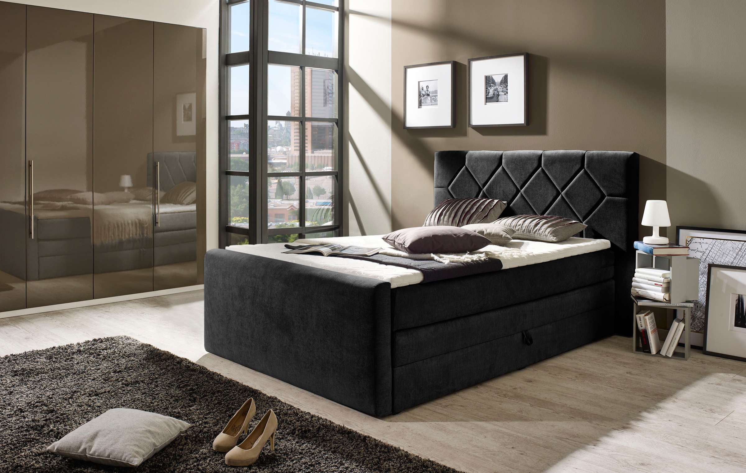 Places of Style Boxspringbett »Atlanta«, inklusive Topper und Bettkasten