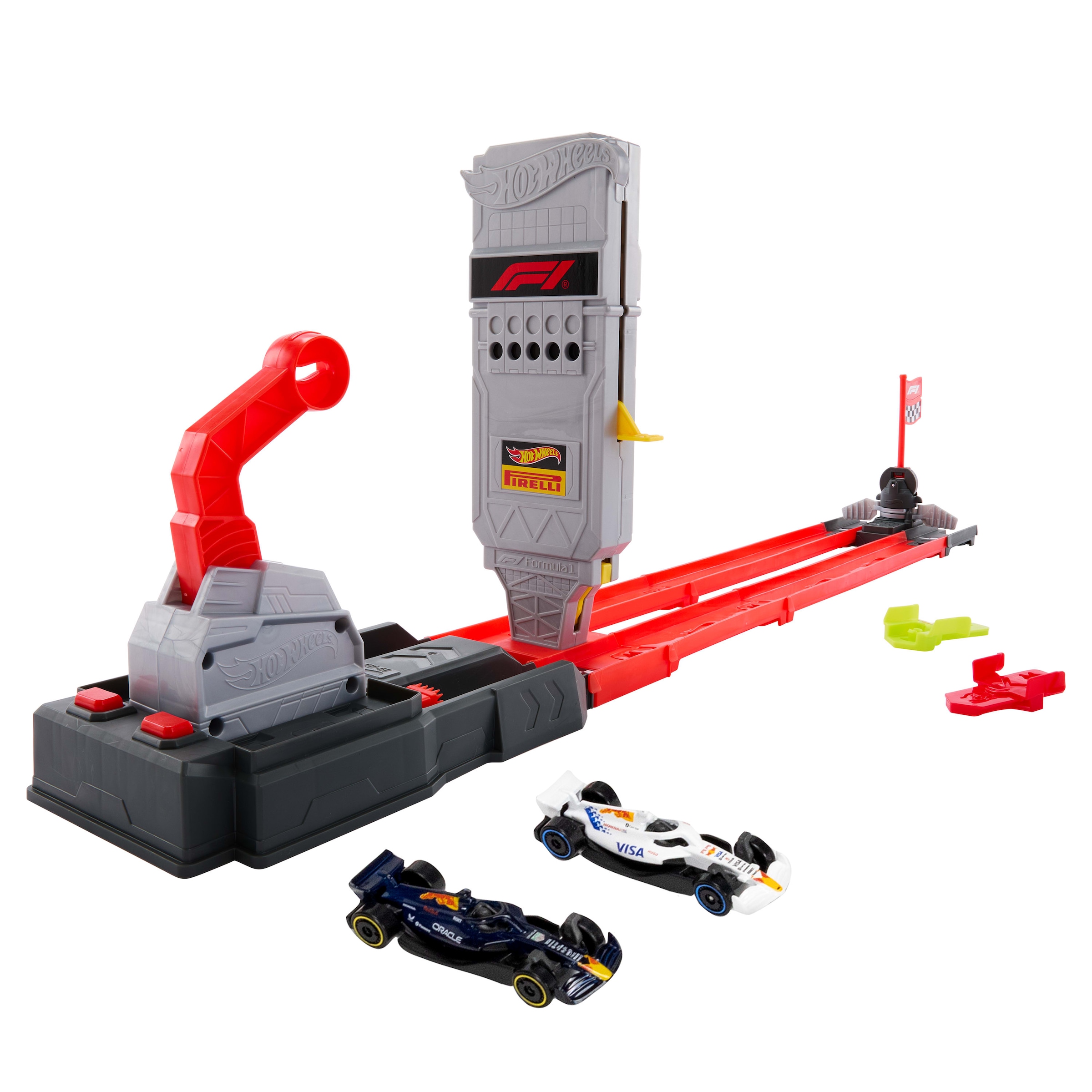 Hot Wheels Autorennbahn »Racing Formel-1-Startaufstellung-Trackset« mit 2 Die-Cast-F1-Autos im Maßstab 1:64