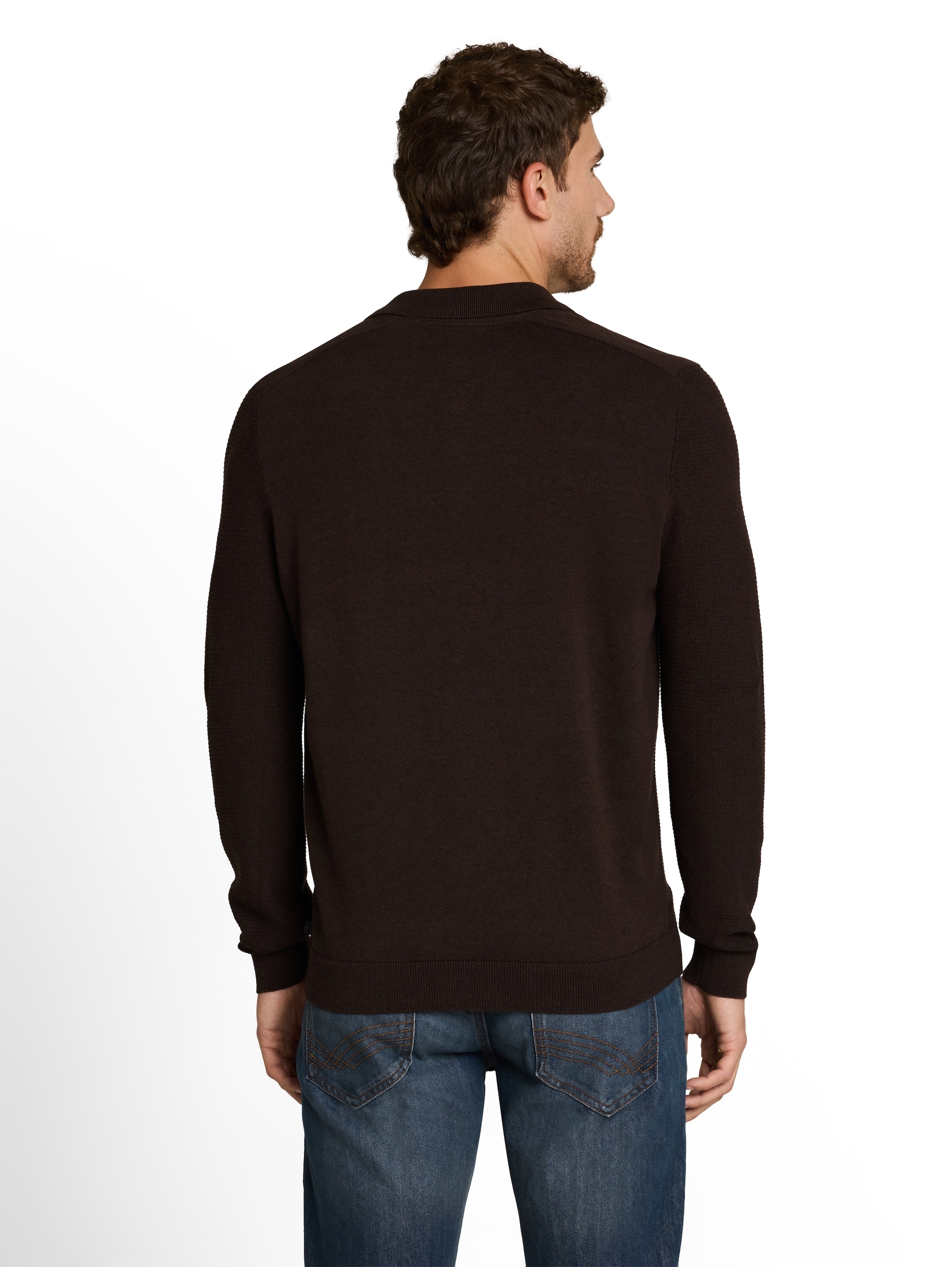 TOM TAILOR Polokragenpullover unifarben / Reine Baumwolle