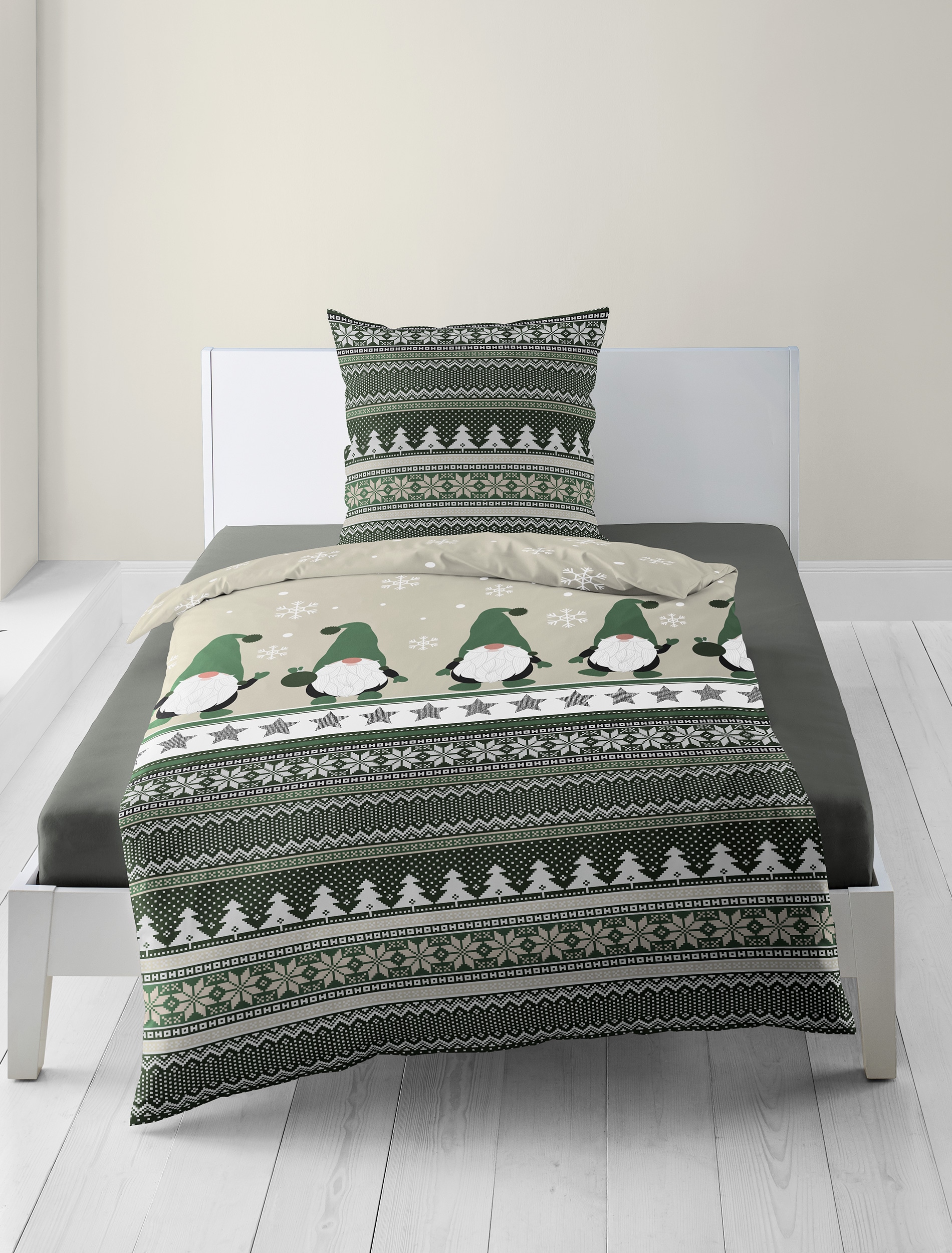 BIERBAUM Bettwäsche »4051« 2 Stk. tlg. Mako-Satin und Biber, 100% Baumwolle, pflegeleicht, kuschelig weich