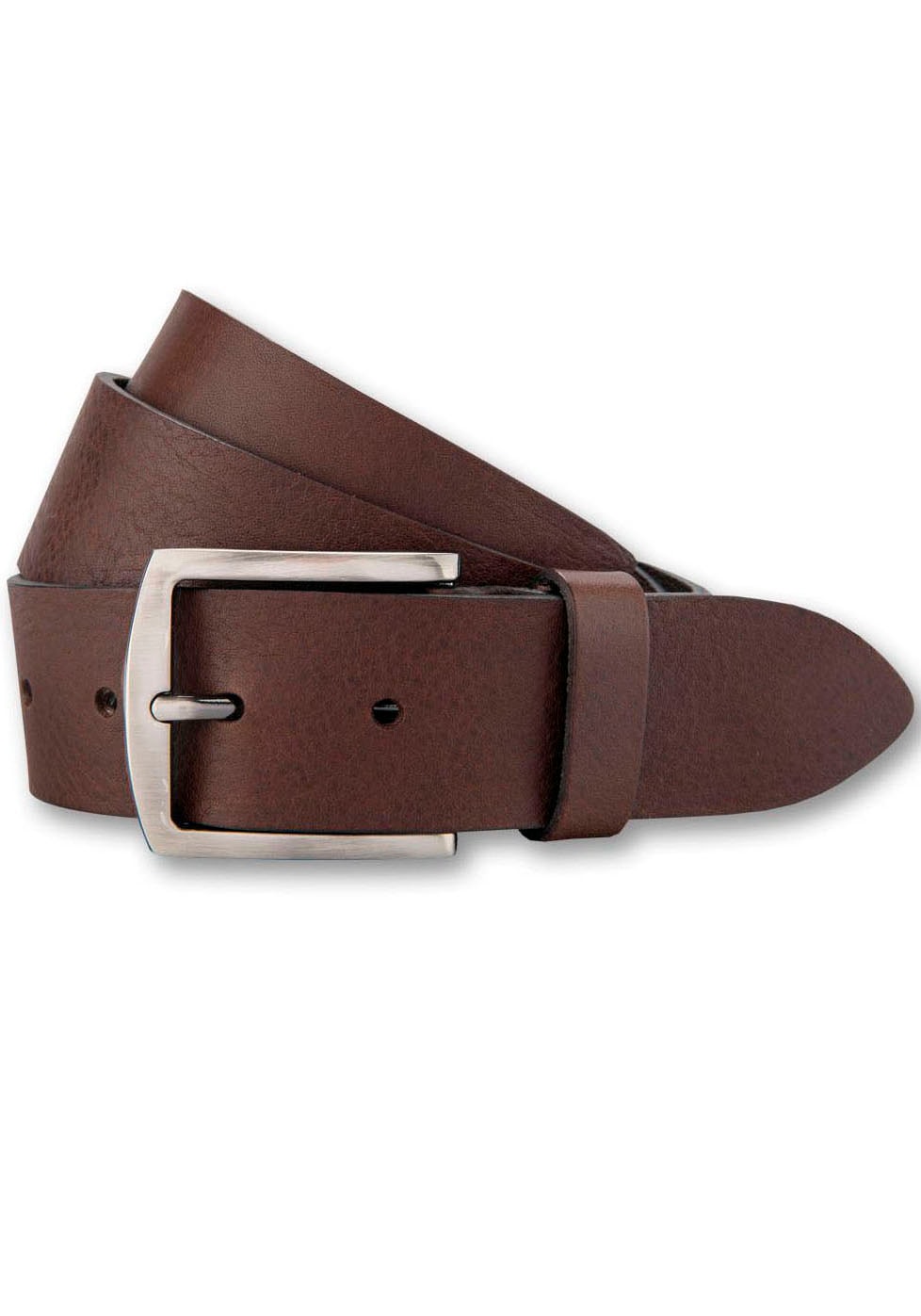 Bernd Götz Herren Ledergürtel mit mattsilberner Dornschließe in braun, Größe 110