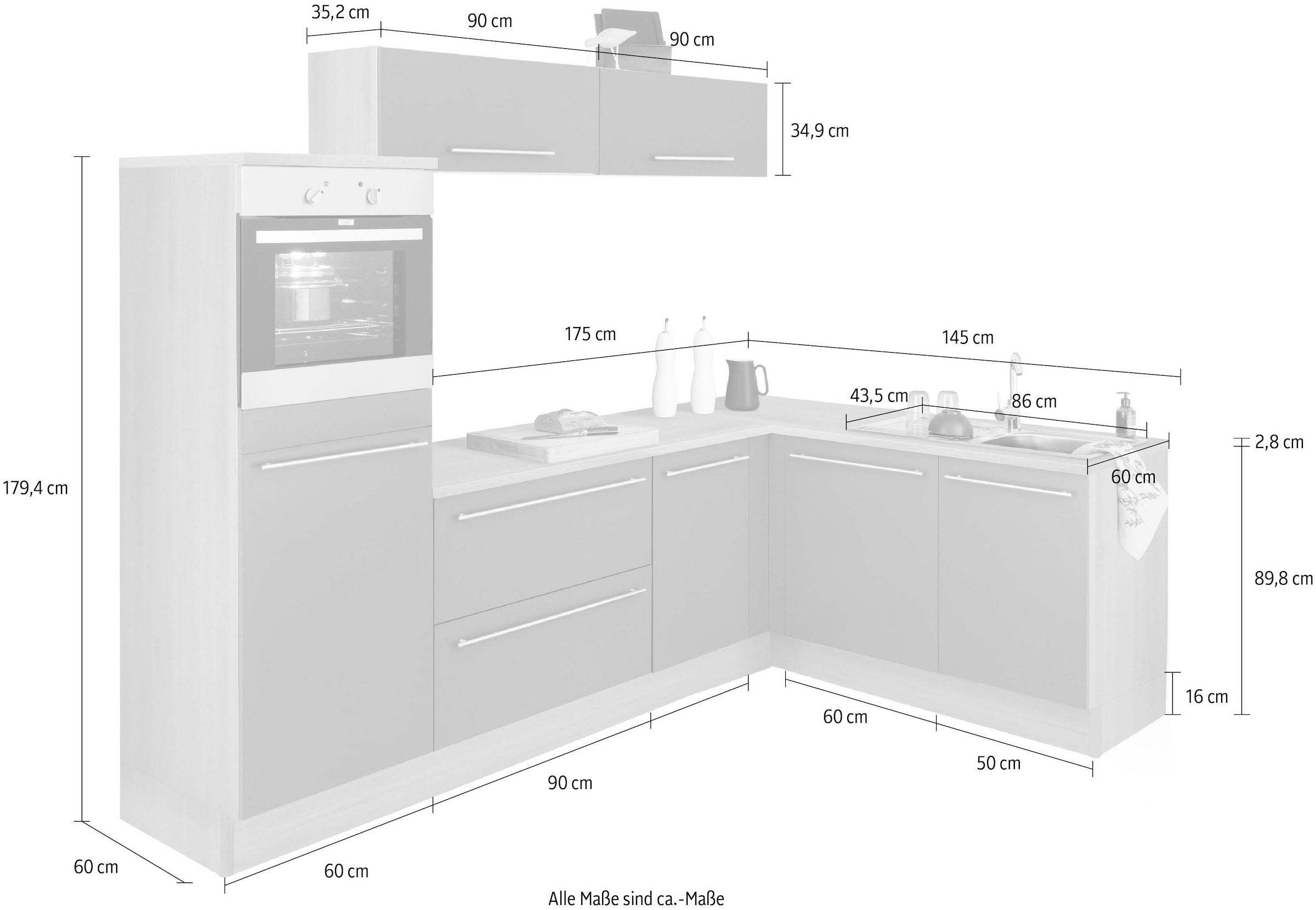 OPTIFIT Winkelküche »Bern«, Stellbreite 265x175 cm, wahlweise E-Geräten mit online bei OTTO kaufen