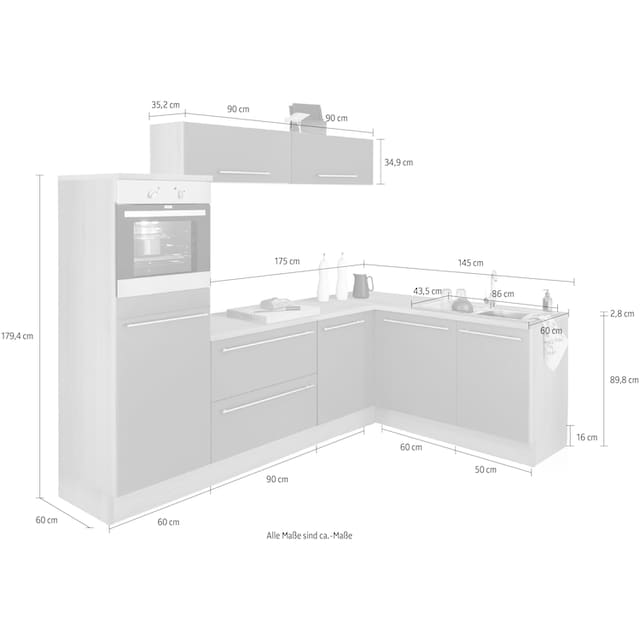 OPTIFIT Winkelküche »Bern«, Stellbreite 265x175 cm, wahlweise mit E-Geräten  kaufen online bei OTTO