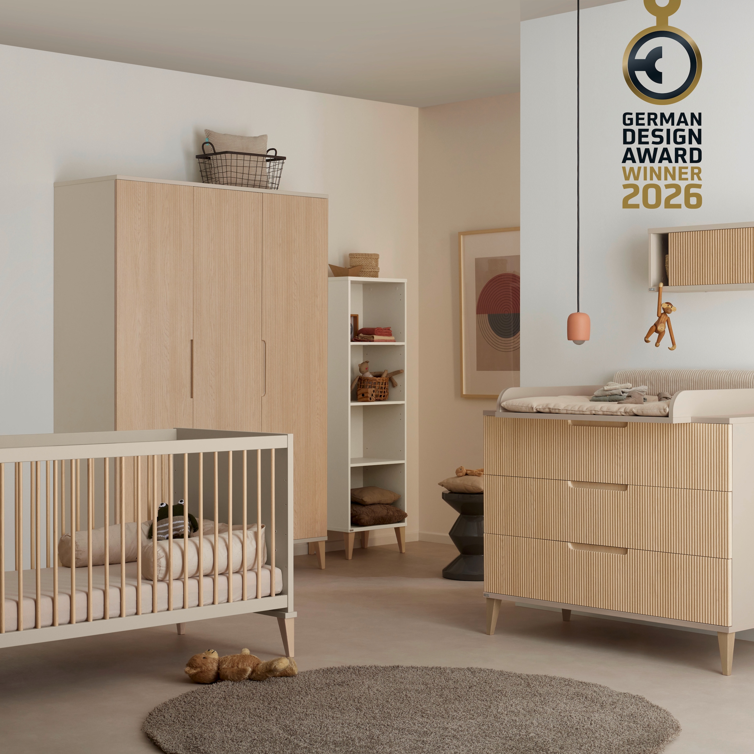 PAIDI Wickelaufsatz »JONTE in Beige, zur Erweiterung der Kommode« Wickelauflage aus Holz, mit gerundeten Kanten