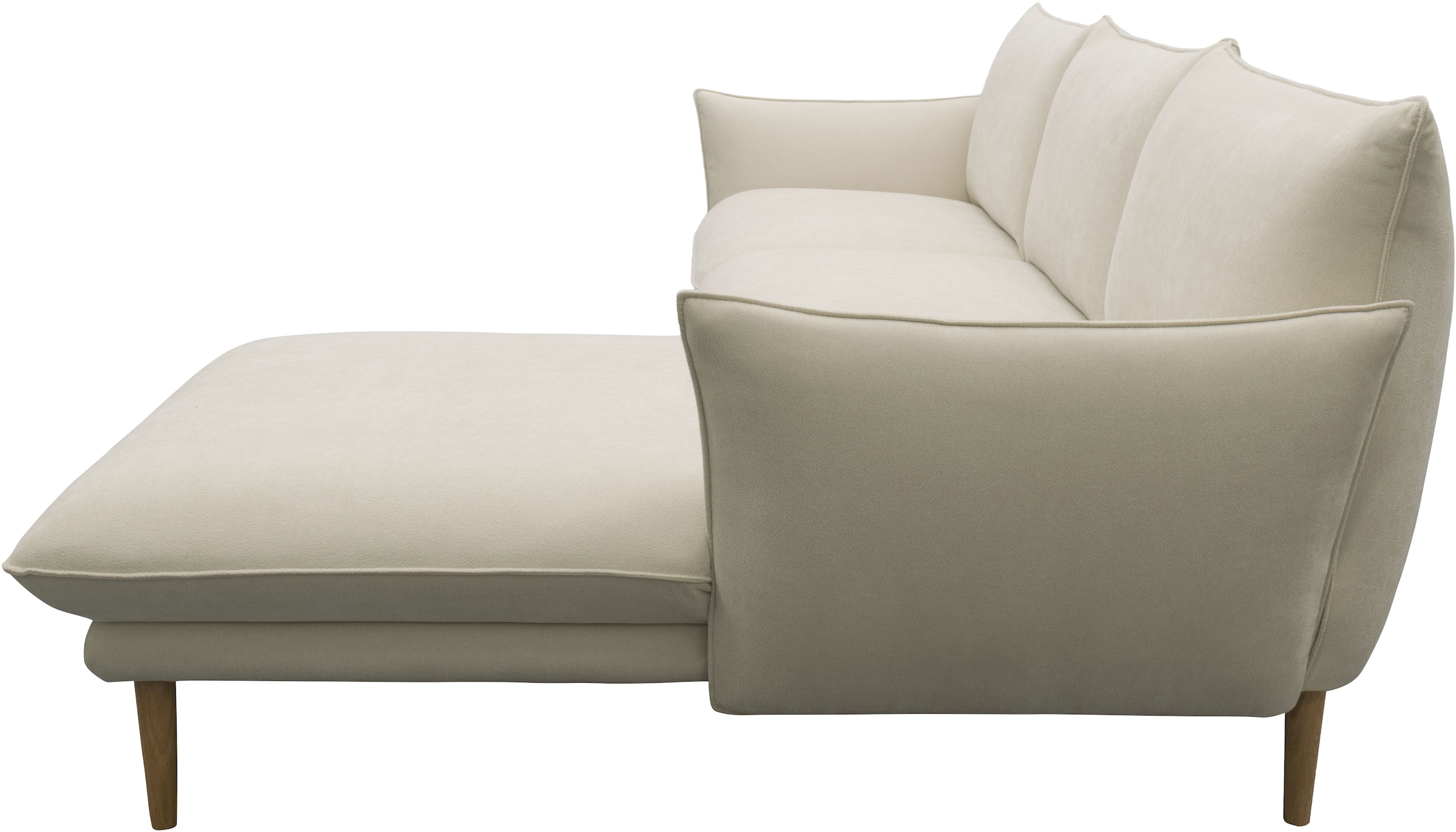 DOMO collection Ecksofa »Leuven modern mit schmalen Armlehnen, Breite 282 cm, L-Form« angenehm feste Polsterung, bodenfrei, 19 cm hohe Holzfüße