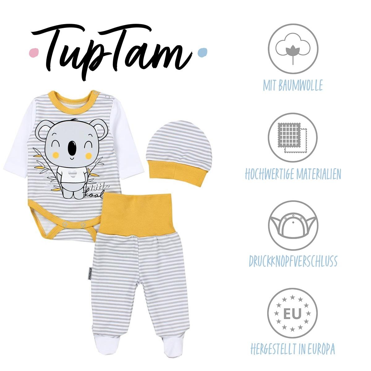 TupTam Langarmbody »Set Baby Bekleidungsset Langarmbody Hose Mütze3 teilig«