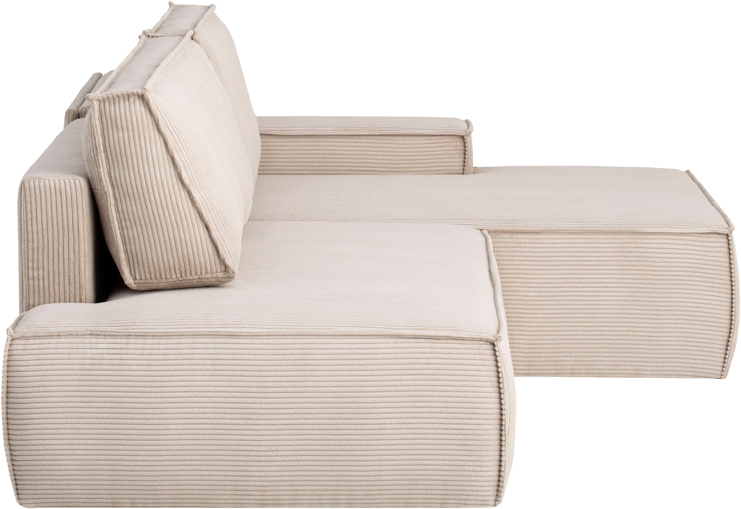 Home affaire Ecksofa »SHERWOOD, Schlafsofa in L-Form offen (275cm), Cord, Leinenoptik«, Schlaffunktion und Bettkasten, Kedernaht, hoher Sitz- & Liegekomfort