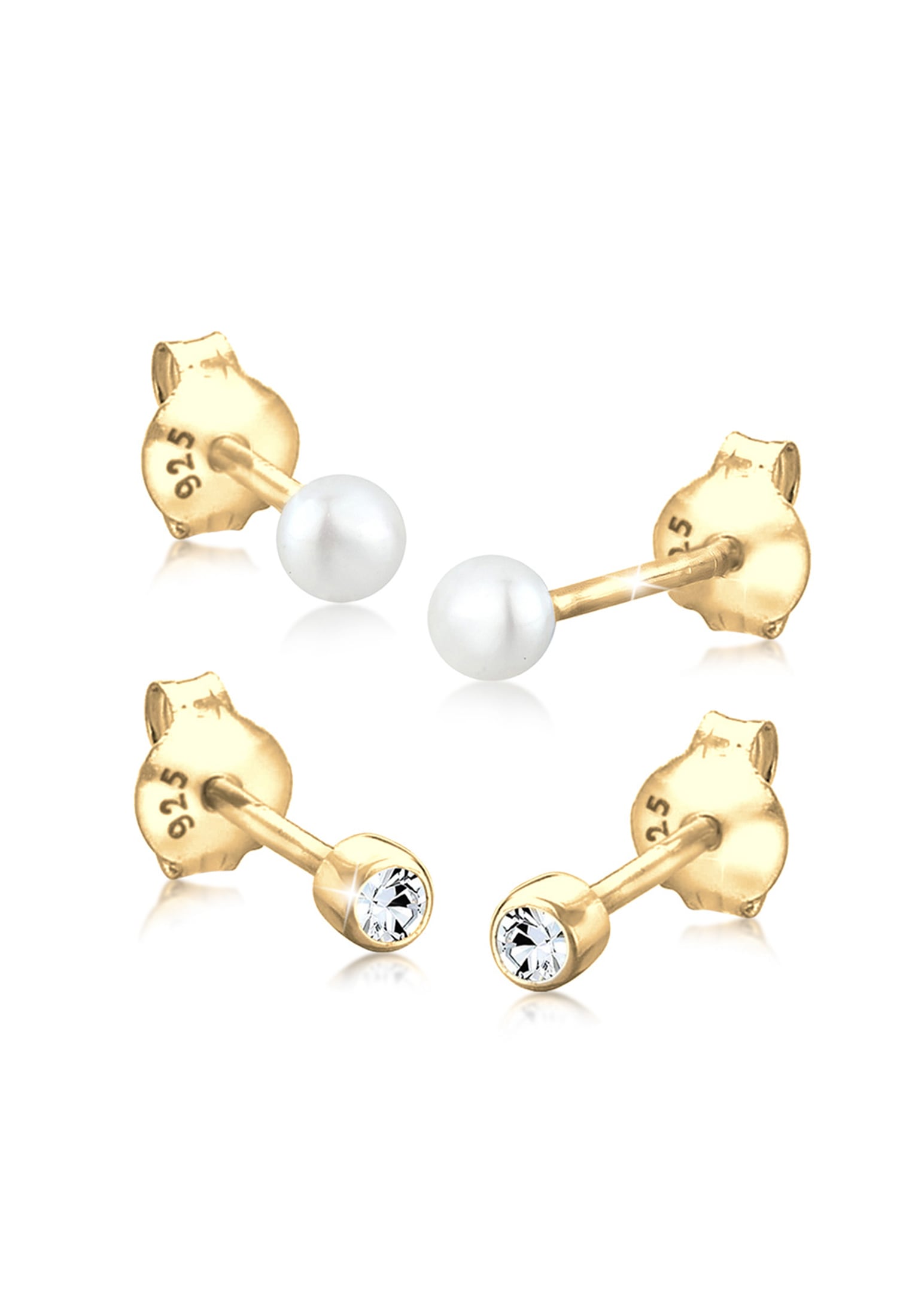 Elli Perlenohrringe »Ohrringe Set Basic Perle Kristalle 925 Silber«