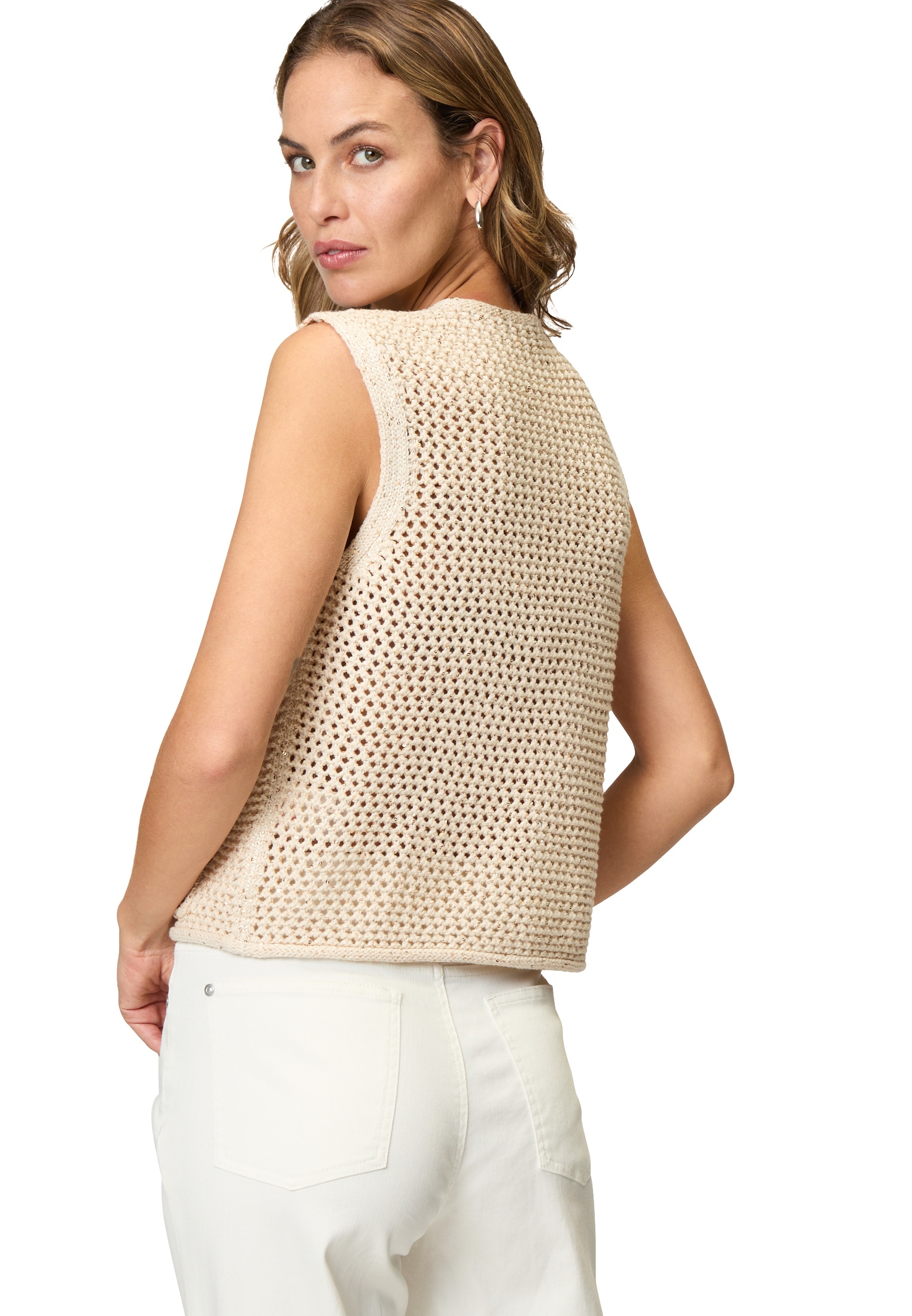 Zero Kurzarmpullover »Strickweste mit Glitzer«