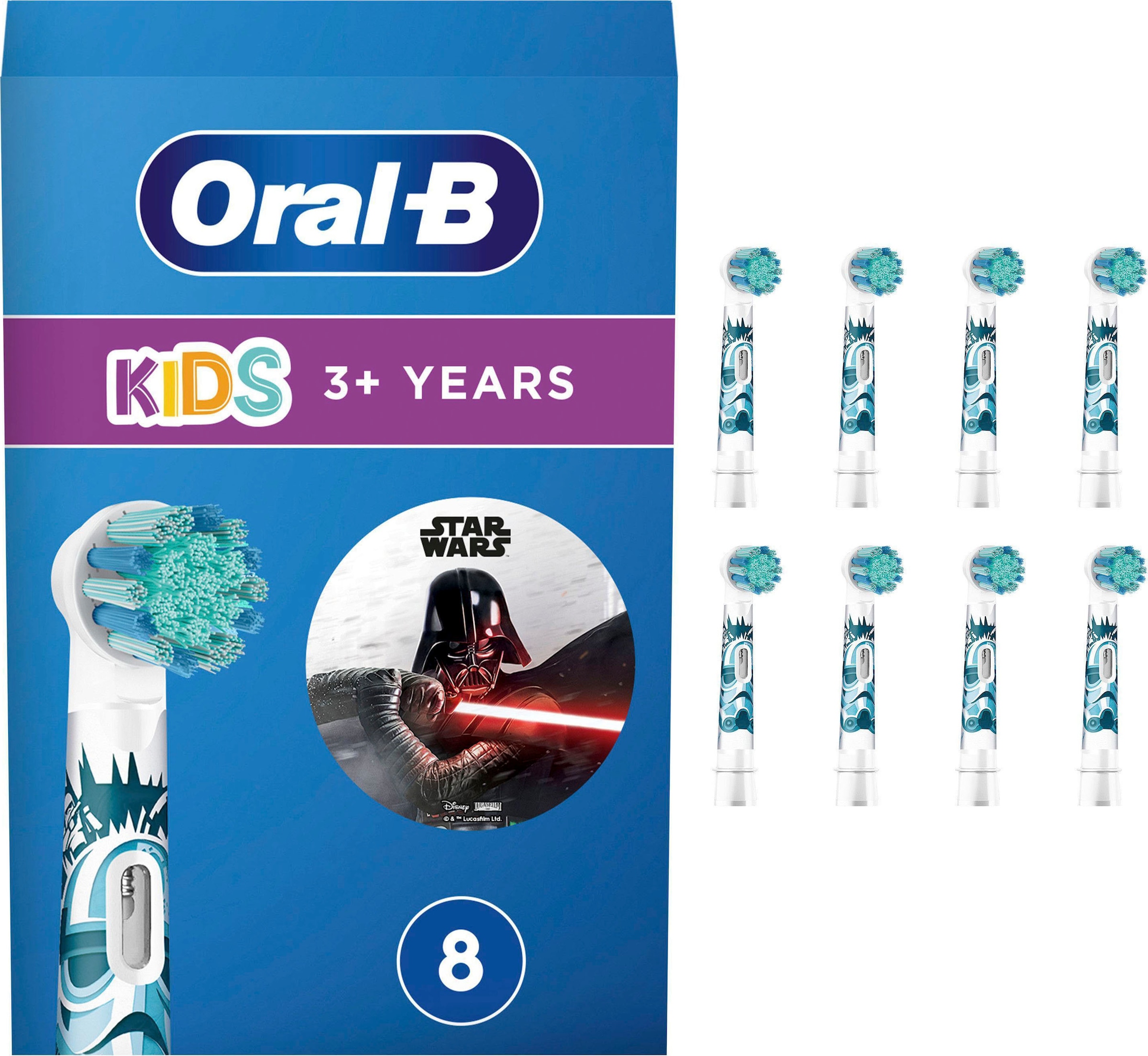 Oral-B Aufsteckbürsten »Kids Star Wars«, extra weiche Borsten, ab 3 Jahren, Design kann variieren, 8 Stück
