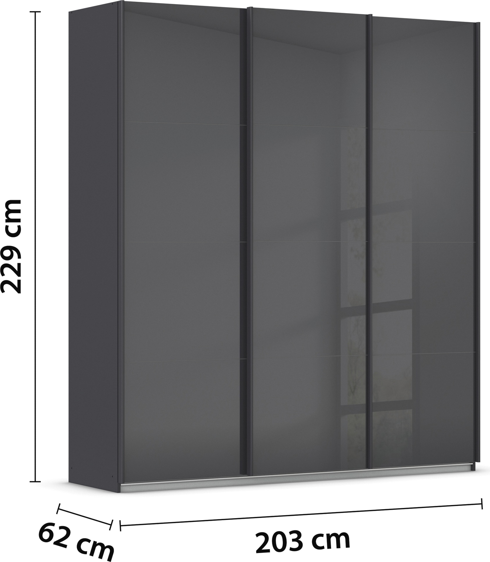 rauch Schwebetürenschrank »Kleiderschrank Schrank Garderobe AGORDO mit Glasfront«, durchdachte Innenausstattung, in 4 Breiten und 2 Höhen MADE IN GERMANY