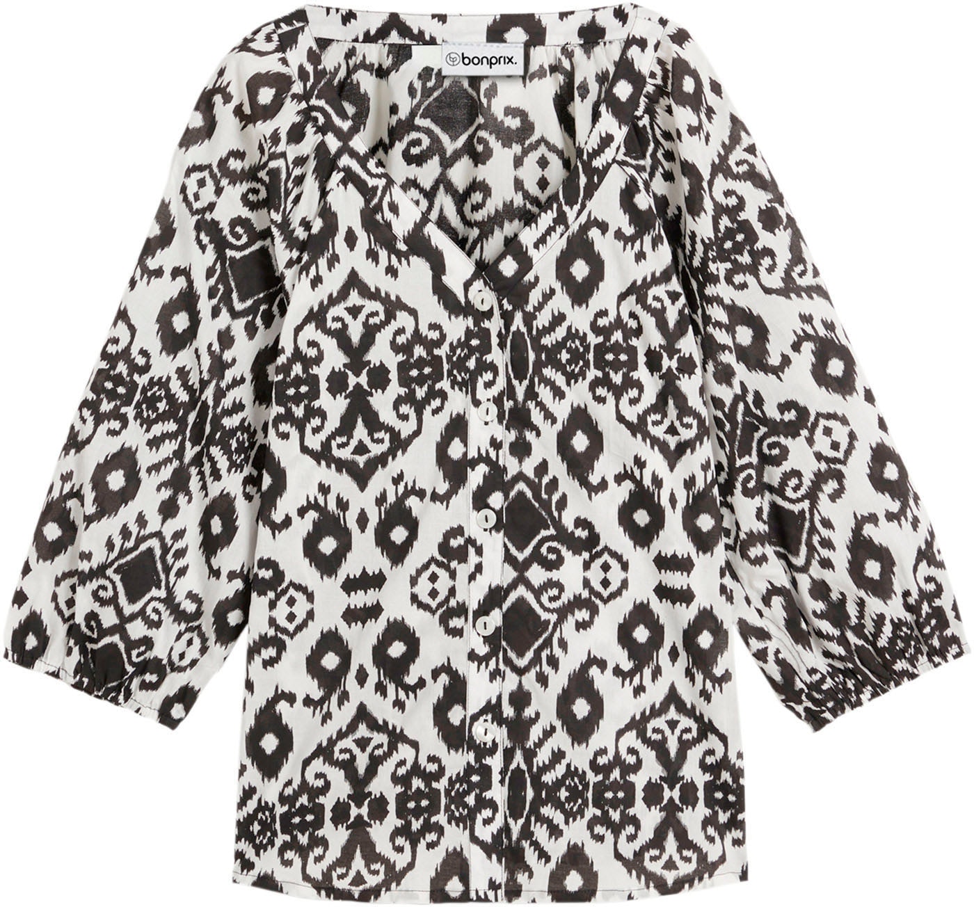 bonprix Langarmbluse »Bluse aus Baumwolle« A-Linie, für vielseitige Anlässe, aus Baumwolle, 3/4-Ärmel