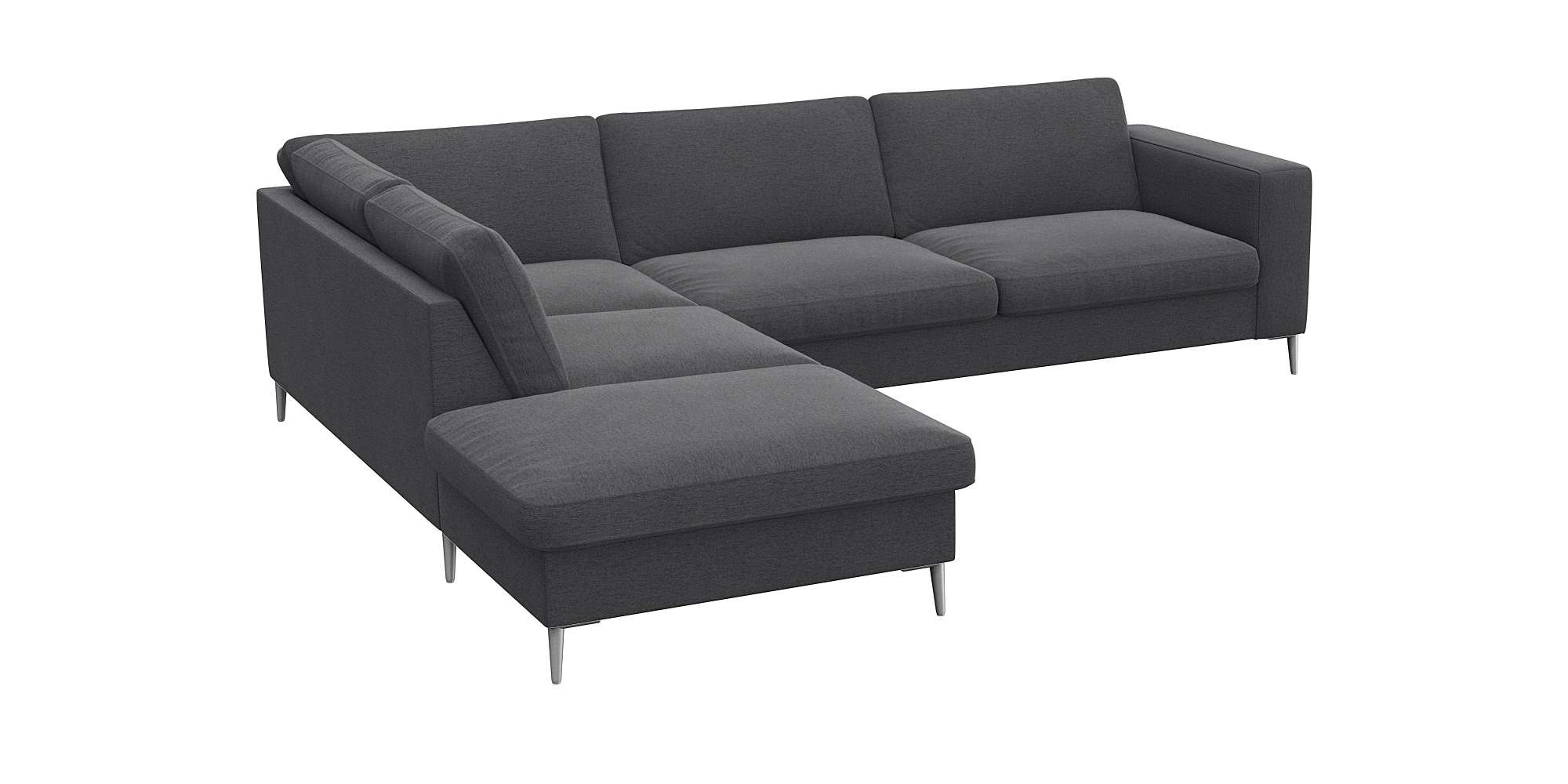 FLEXLUX Ecksofa »Fiore, super Sitzkomfort durch Kaltschaum im Sitz, L-Form« breite Armlehnen, Füße Alu