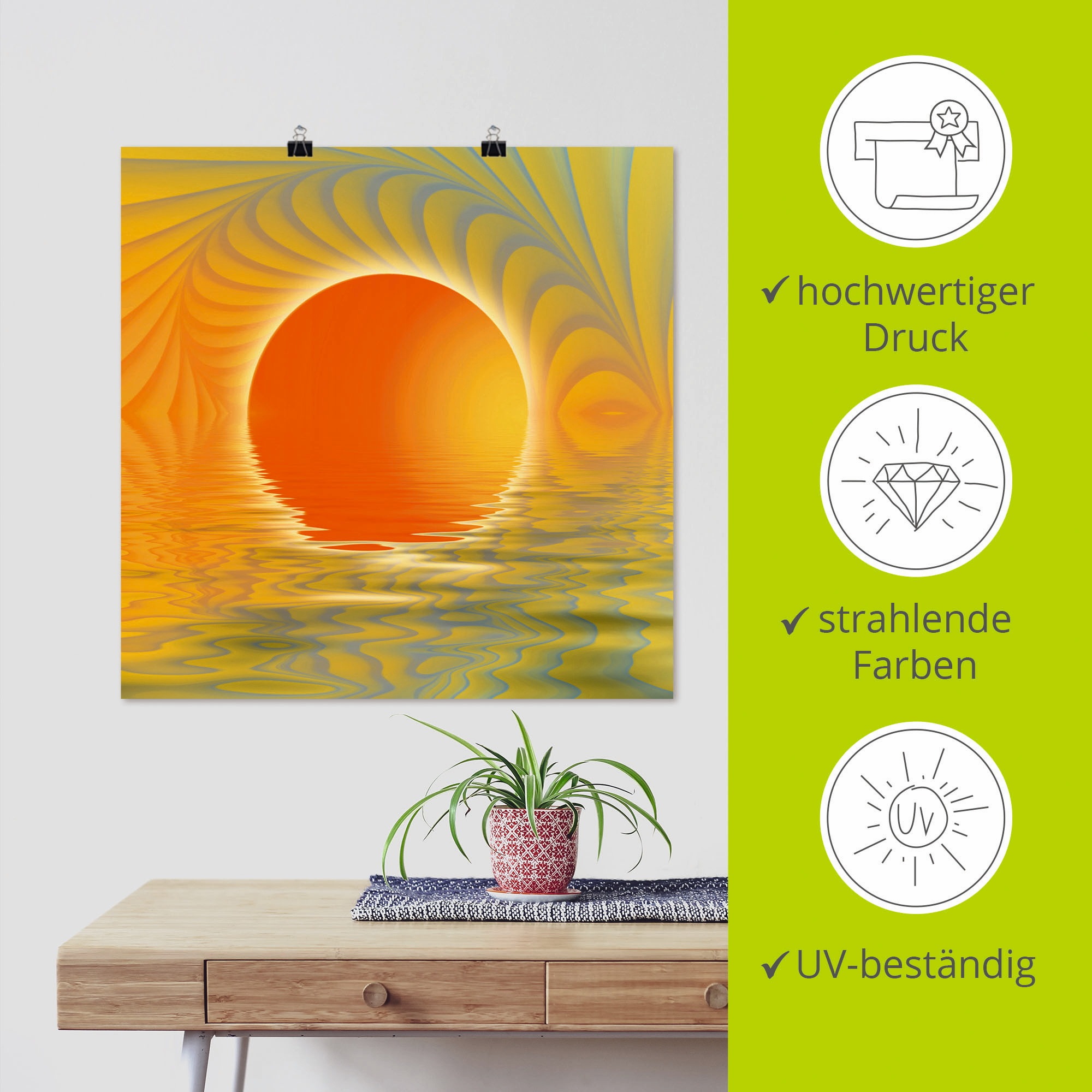 Artland Wandbild »Abstrakter Sonnenuntergang«, Muster, (1 St.), als Leinwandbild, Poster in verschied. Größen
