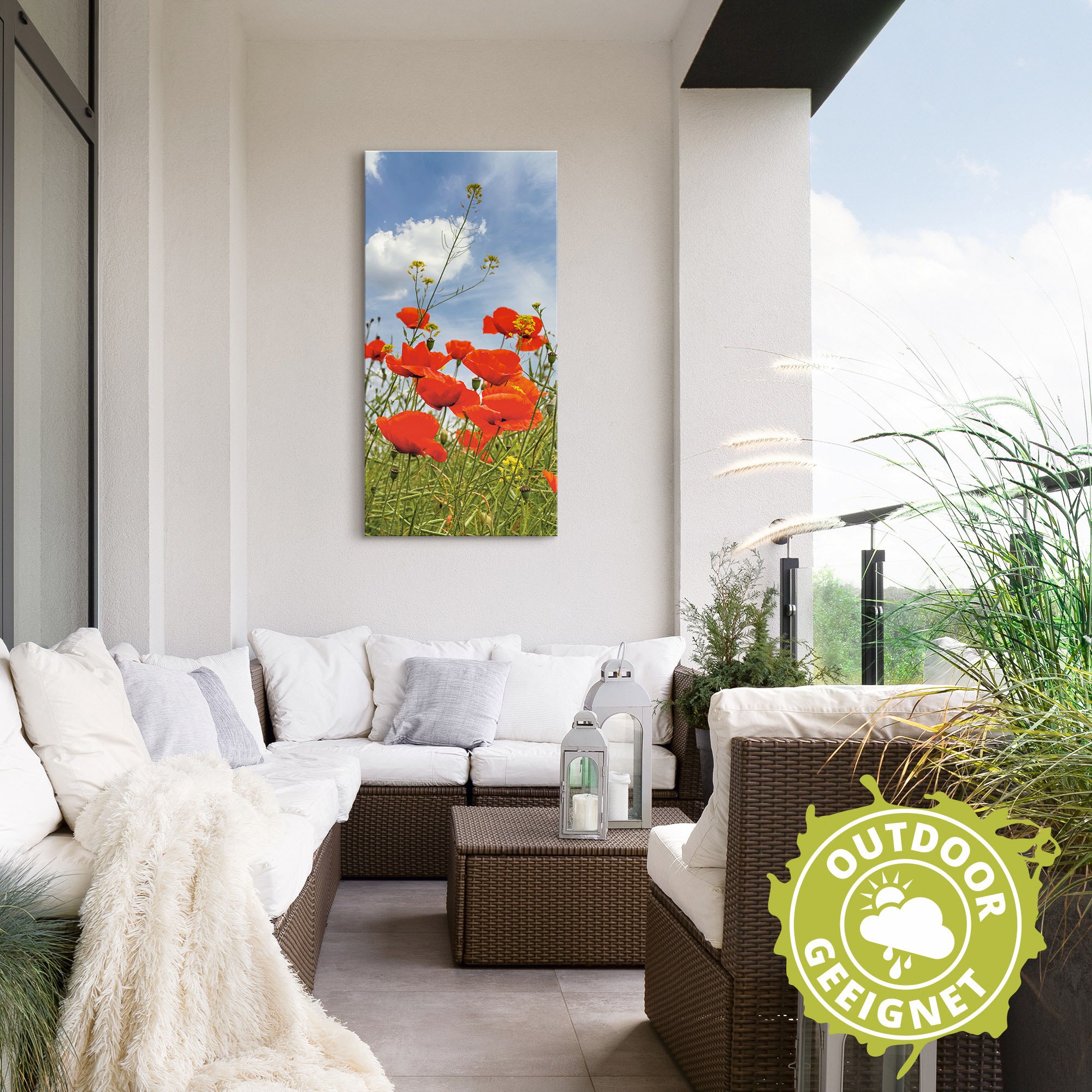 Artland Alu-Dibond-Druck »Mohnblumen im Panorama« Blumenbilder 1 Stk. tlg. für Innen- und Außenbereich geeignet, Outdoorbild