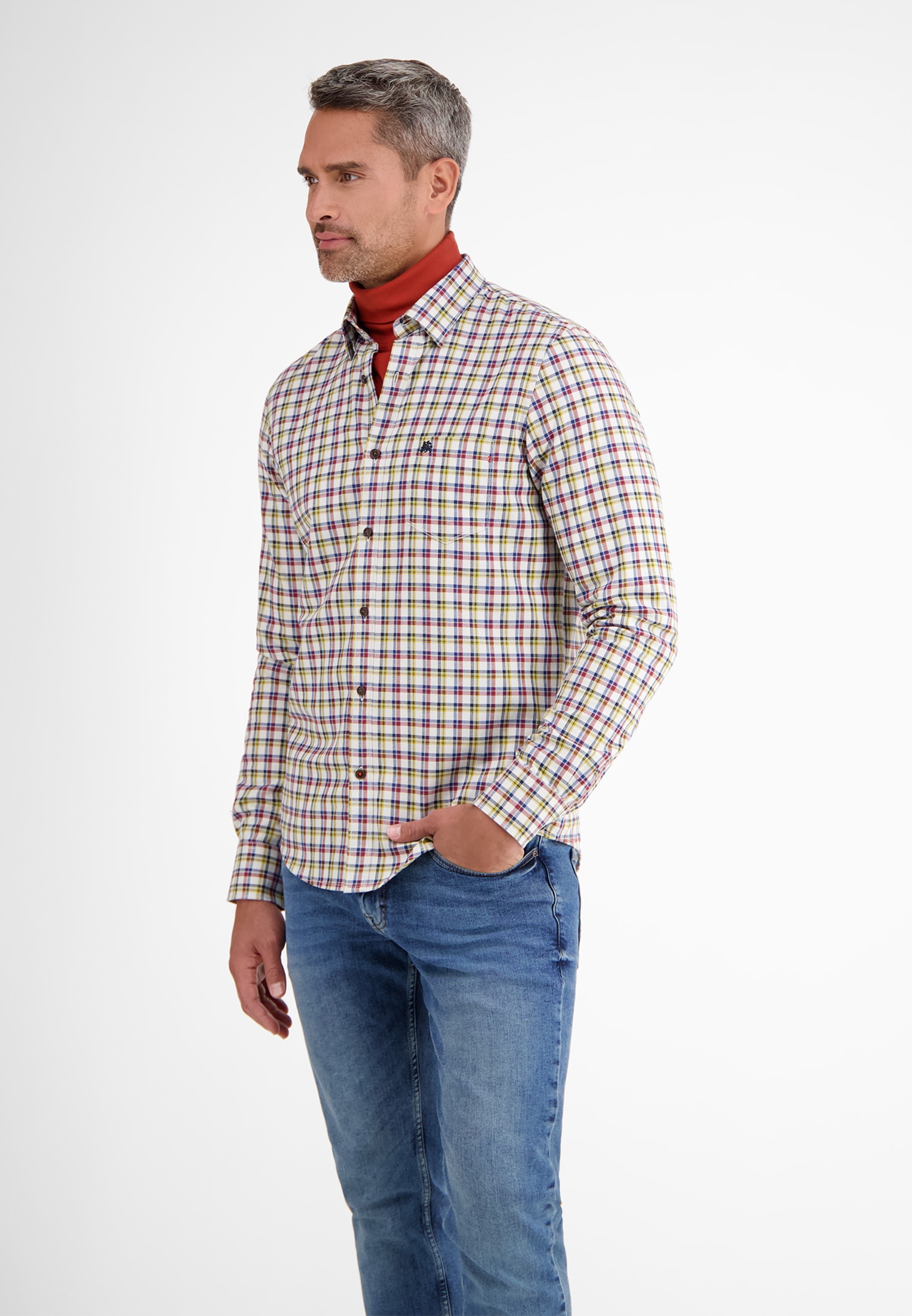 LERROS Langarmhemd »LERROS Langarmhemd mit Herringbone-Karo«