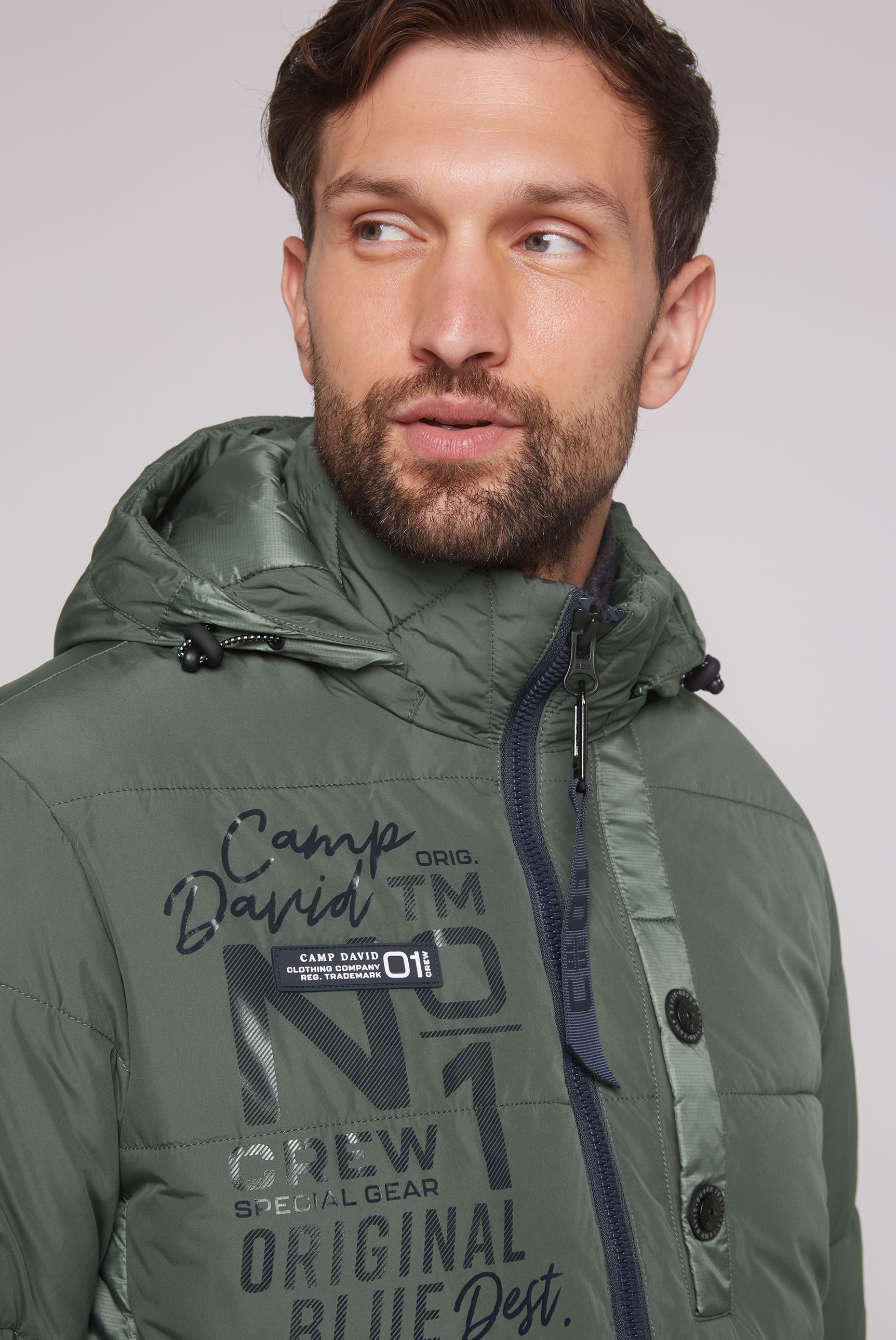 CAMP DAVID Steppjacke, mit Kapuze, mit abtrennbarer Kapuze