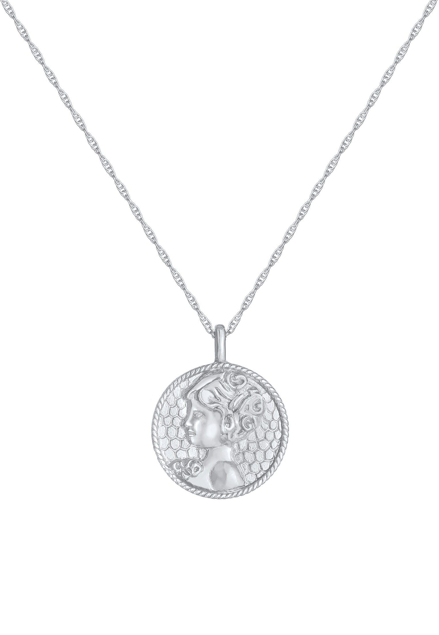 Elli Kette mit Anhänger »Halskette Sternzeichen Jungfrau Astro Münze Antik 925 Silber«